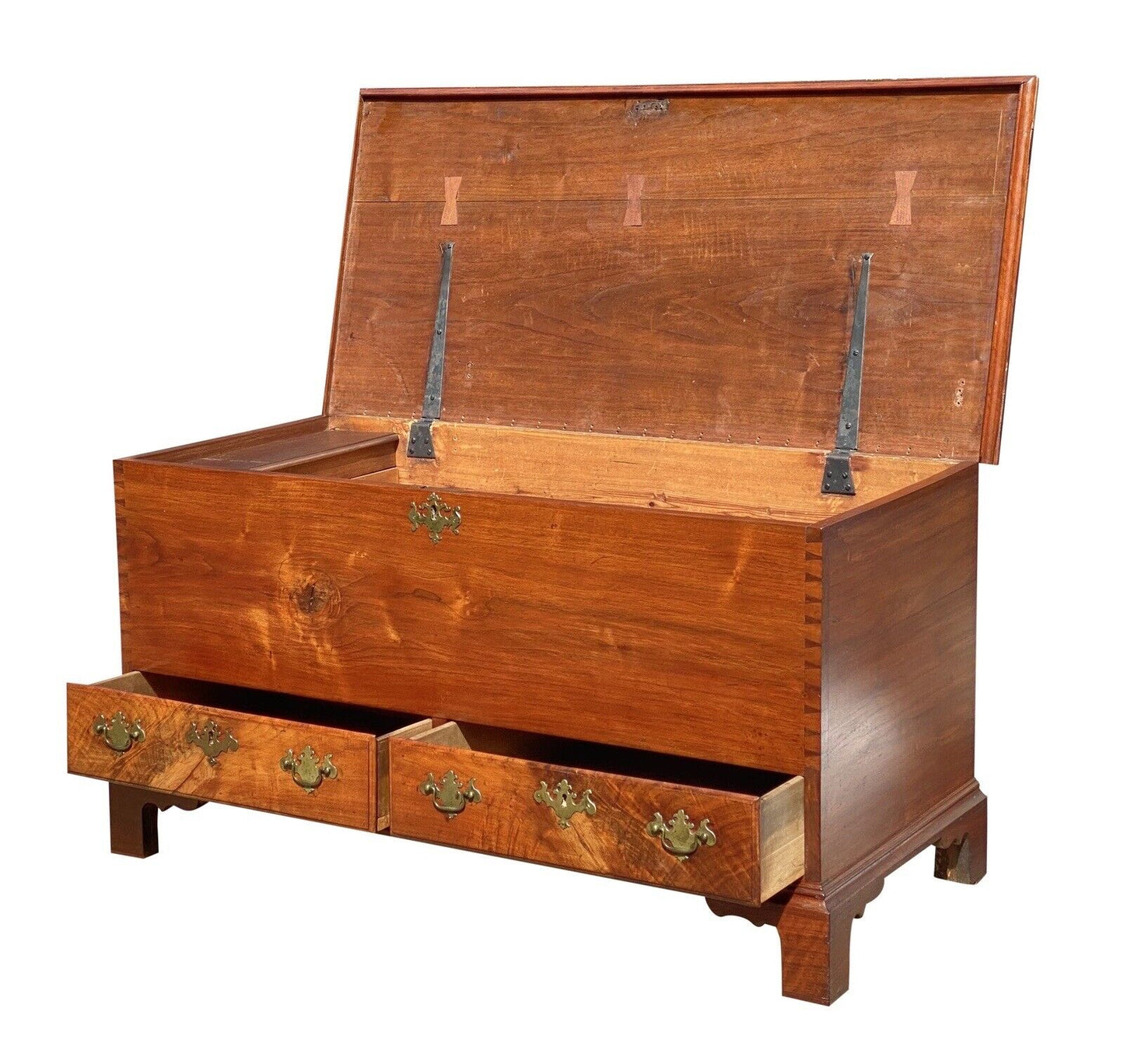 Late 18th Century Queen Anne Walnut Pennsylvania Blanket Chest With Two Drawers
