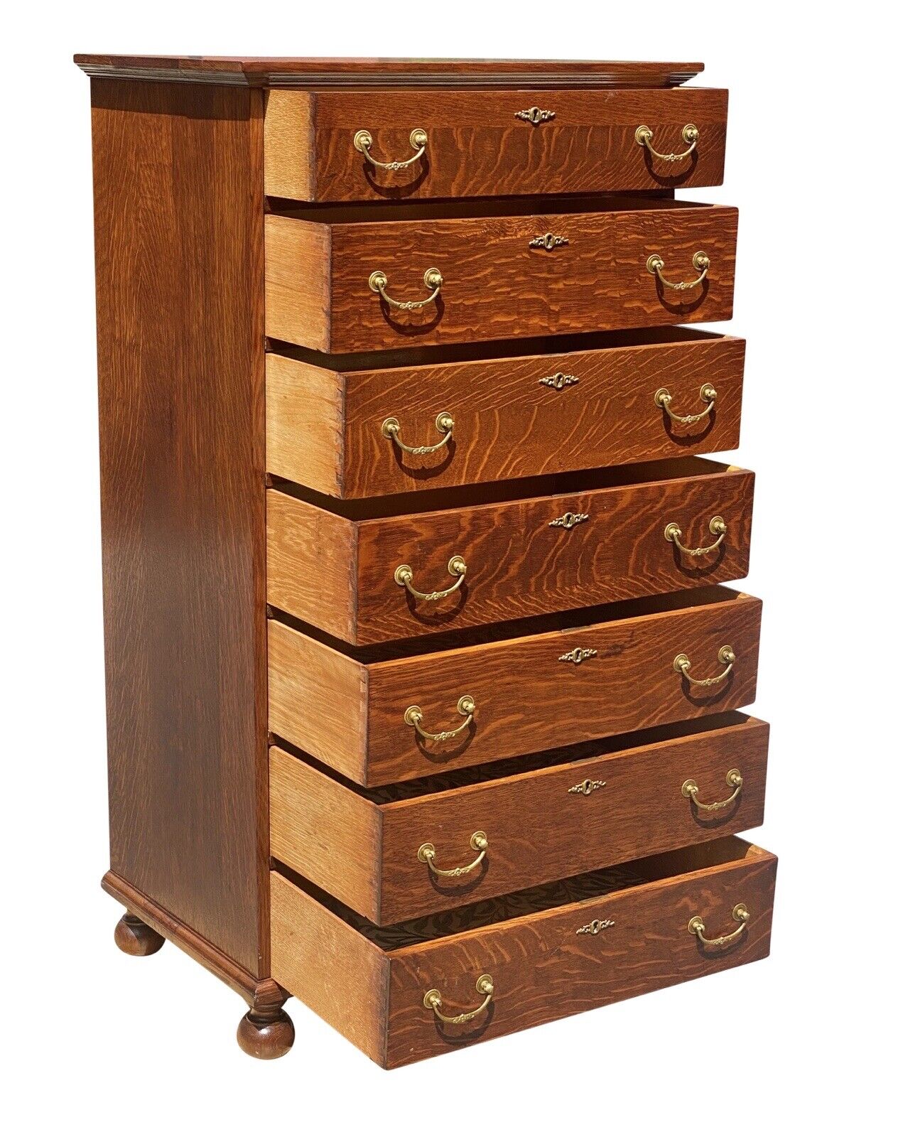 Antique Victorian Tiger Oak Lingerie Chest / Dresser