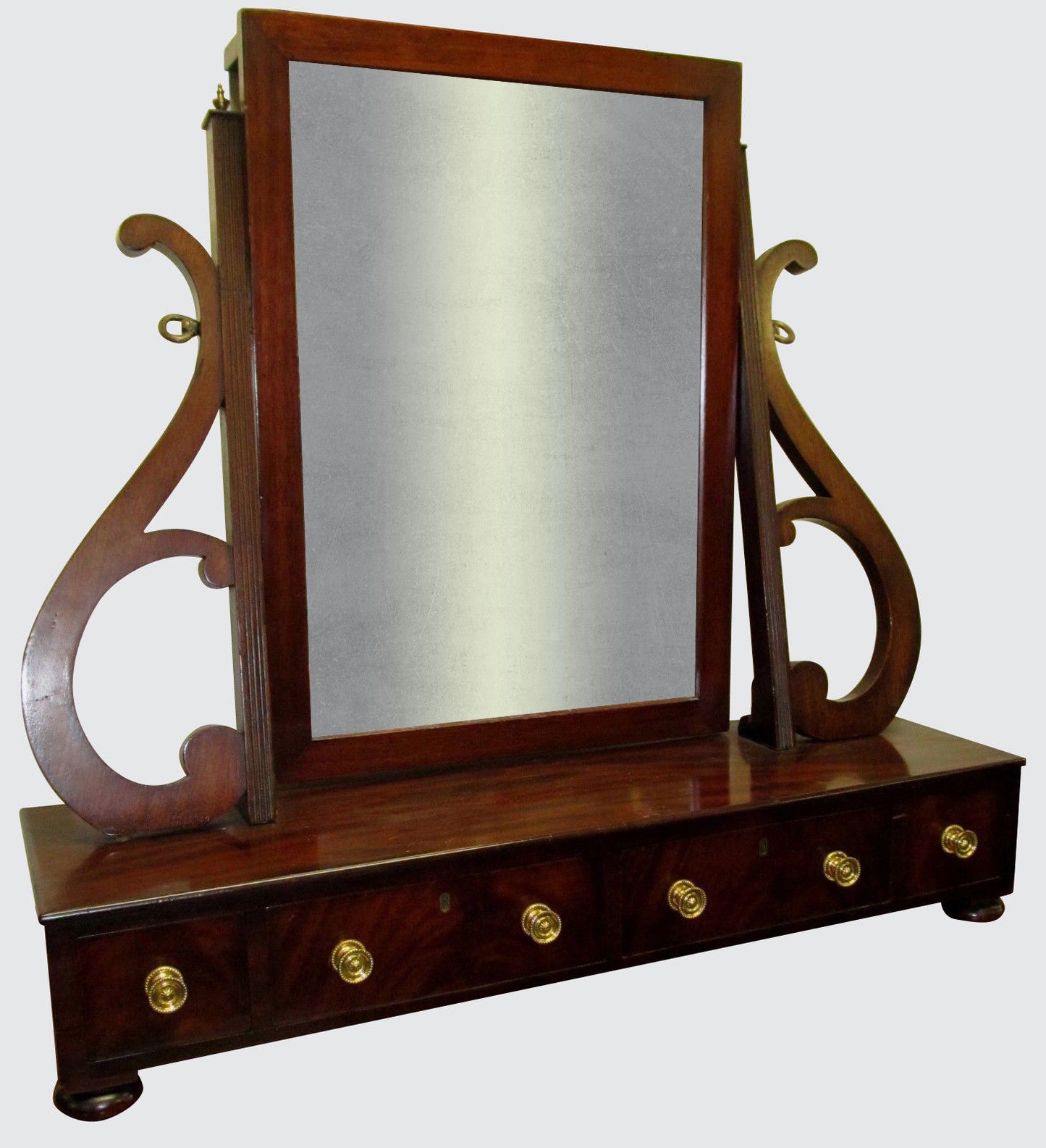 IMPORTANT FEDERAL MAHOGANY DRESSING MIRROR-JAMES HOY BOSTON 1815-1825