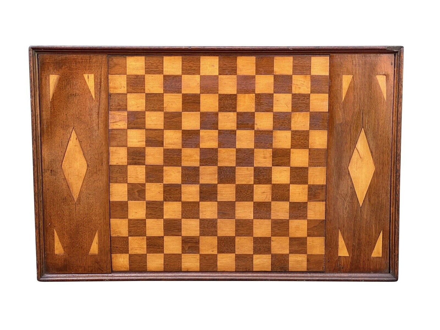 19th C Antique Country Primitive Mixed Wood Checkerboard / Game Board