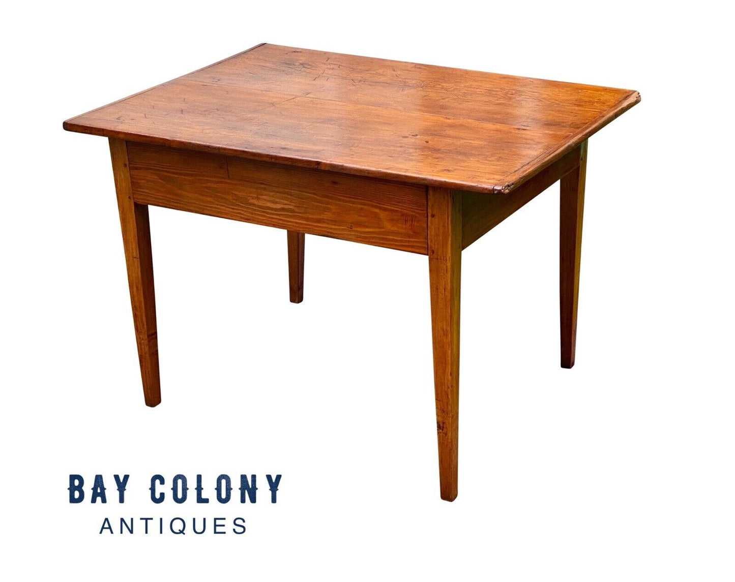 Antique New England Pumpkin Pine Tavern Table / Dining Table