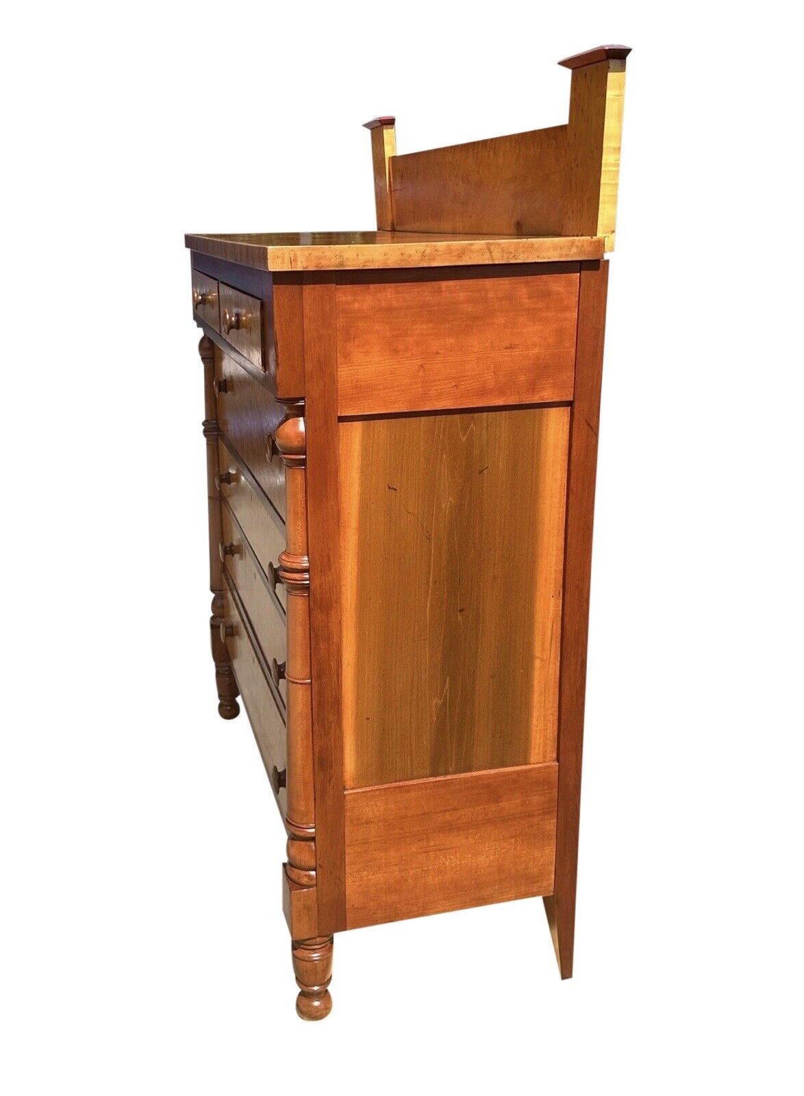 Early 19th Century Federal Birds Eye Maple Chest of Drawers With Cherry & Poplar