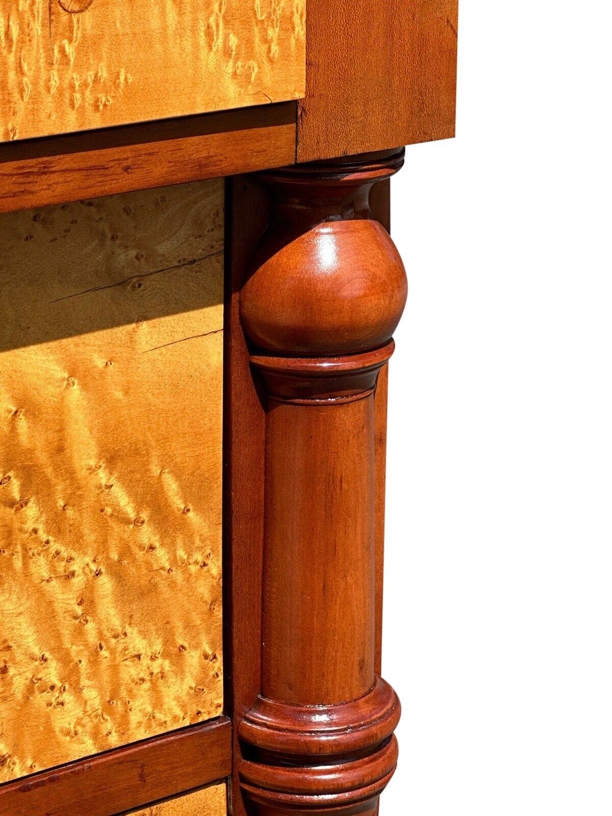 Early 19th Century Federal Birds Eye Maple Chest of Drawers With Cherry & Poplar