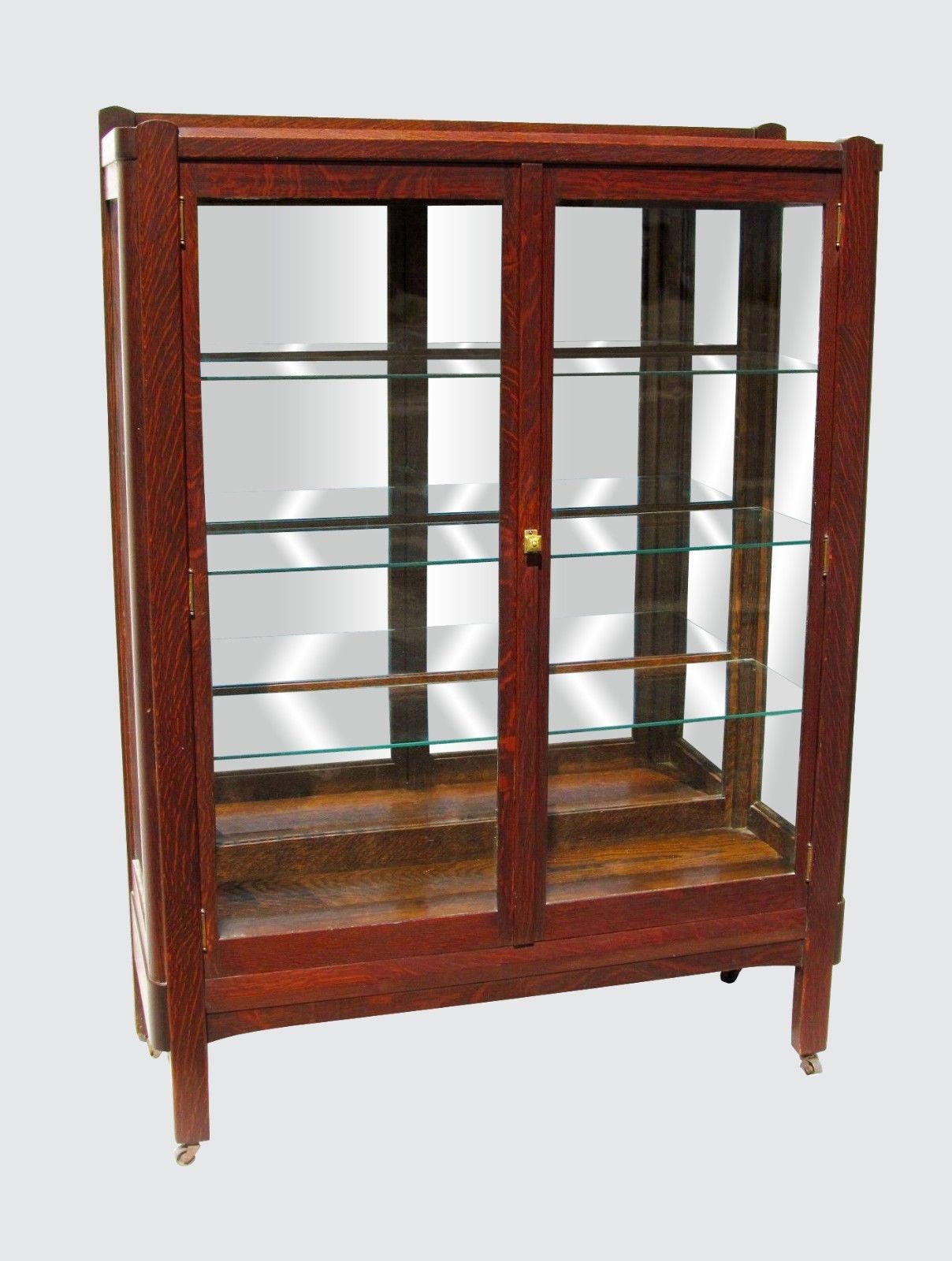 FABULOUS OAK ARTS & CRAFTS BOOKCASE-CHINA CABINET BY THE LIFETIME FURNITURE CO