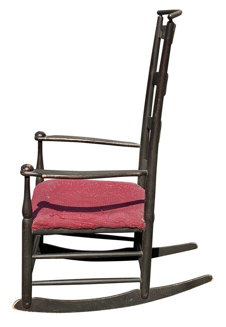 19TH C ANTIQUE SHAKER MOUNT LEBANON #6 MUSHROOM CAP ARM CHAIR / ROCKER