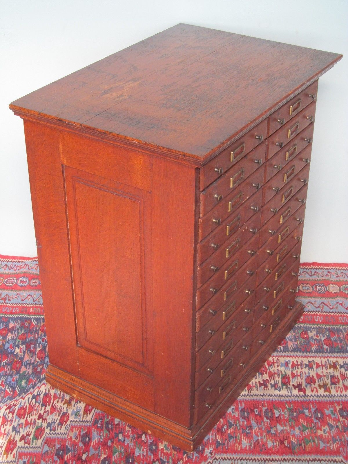 24 DRAWER VICTORIAN SOLID TIGER OAK HARDWARE CABINET-EXCELLENT PIECE!