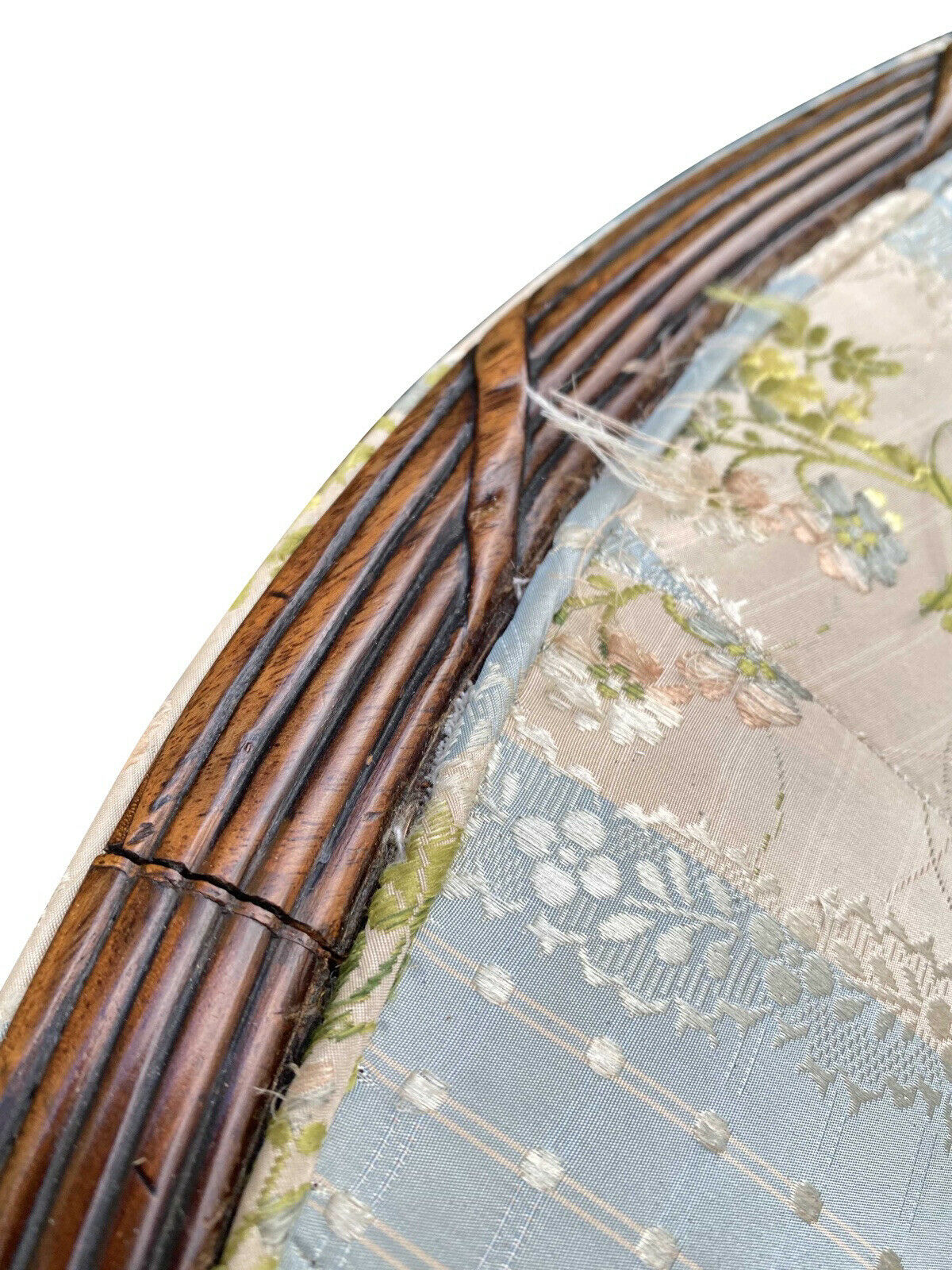 20th C Antique Sheraton Mahogany Sofa W/ Reeded Legs & Conch Shell Inlay