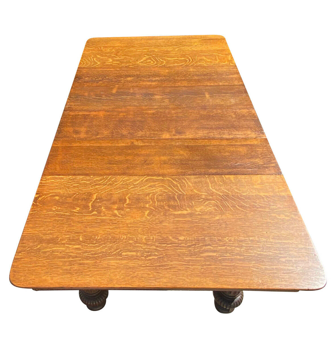 19TH C ANTIQUE VICTORIAN TIGER OAK DINING TABLE W/ CARVED LEGS ~ 48" X 94"