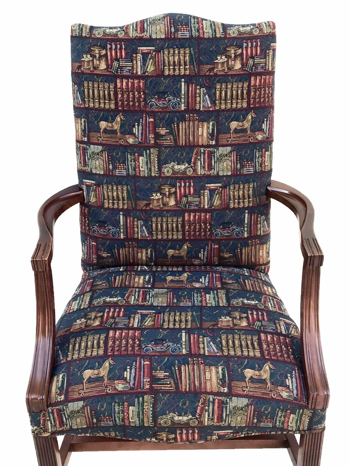20TH C CHIPPENDALE ANTIQUE STYLE LIBRARY ARM CHAIR / LOLLING CHAIR