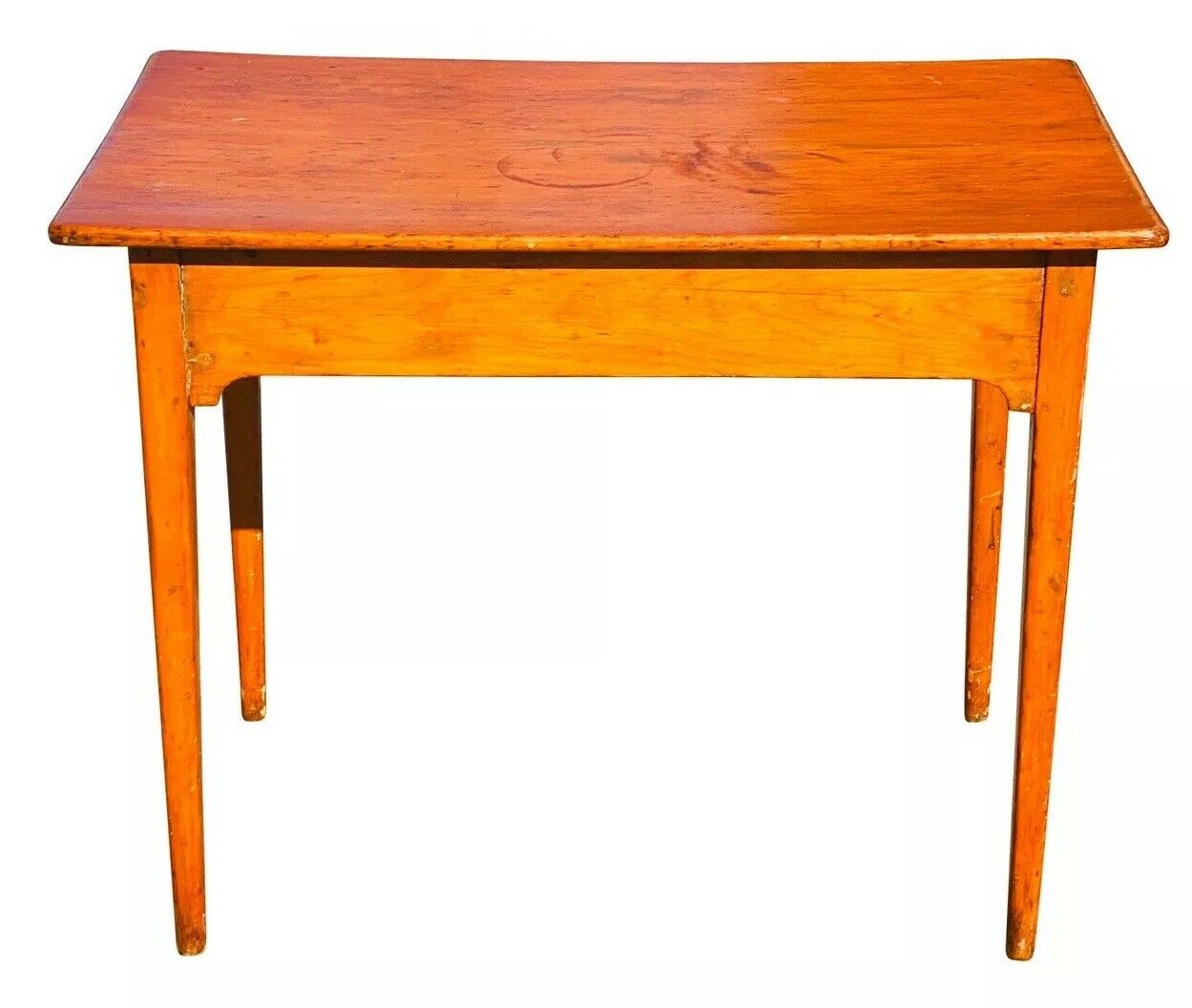 19TH C ANTIQUE COUNTRY PRIMITIVE PUMPKIN PINE 1 DRAWER TAVERN / TAP TABLE