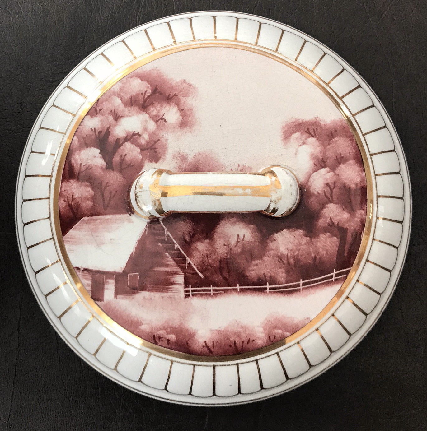 EXCELLENT COMPLETE 6 PC STONE CHINA TOILETRY COMMODE CHAMBER POT SET