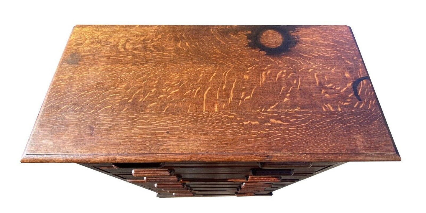 19th C Antique Victorian Tiger Oak Map File / Printers Cabinet