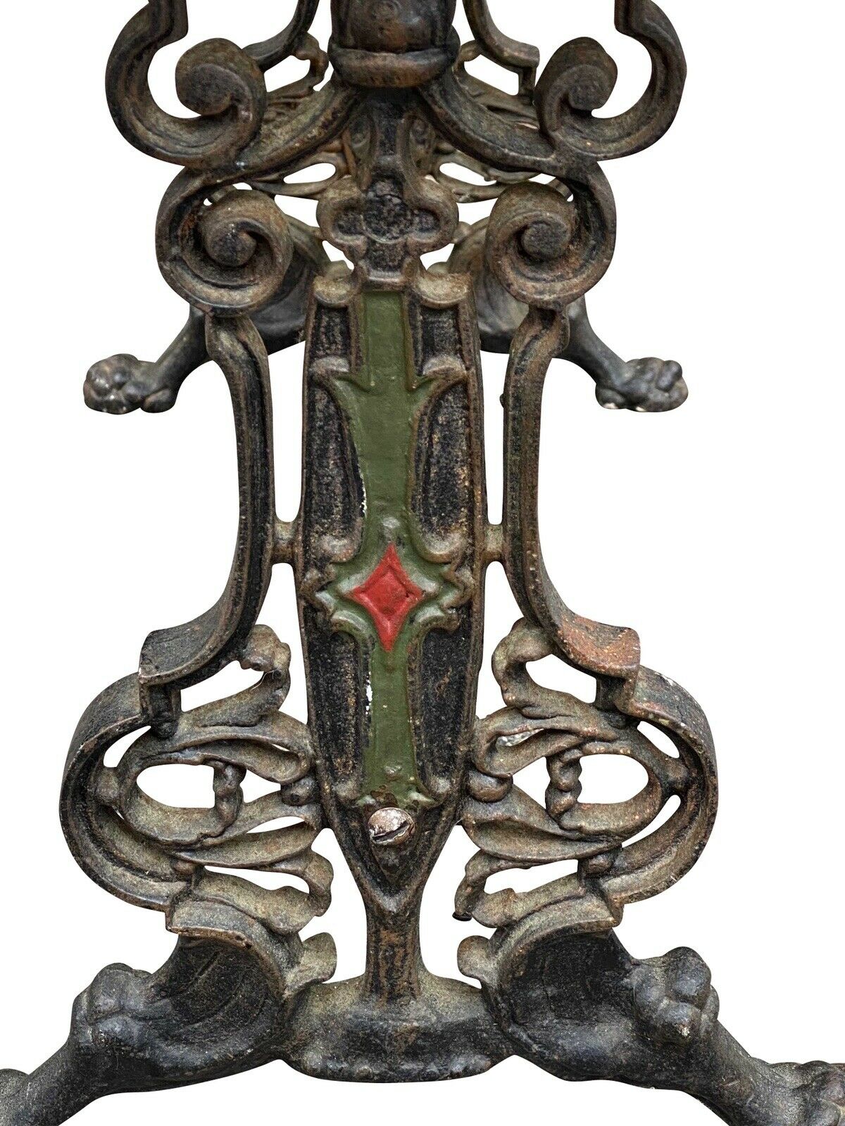 19th C Antique Victorian Cast Iron Window / Vanity Bench W/ Velvet Seat