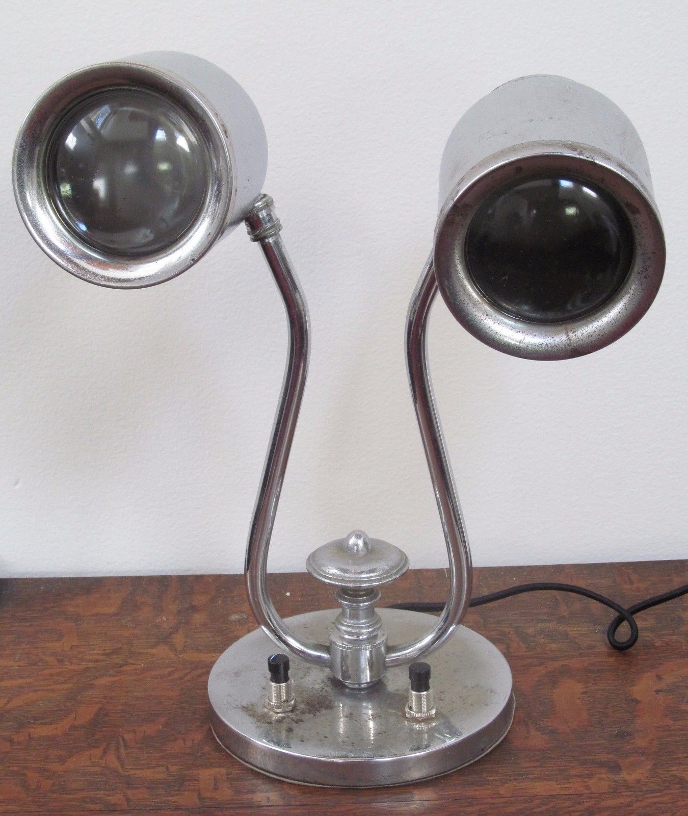 1950'S MODERN CHROME DOUBLE HEAD PHYSICIAN'S LAMP