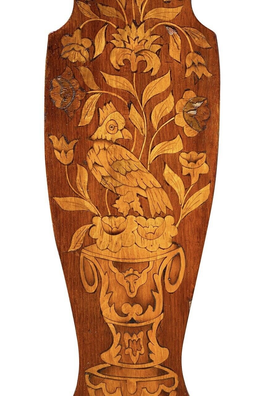 18TH C ANTIQUE DUTCH MARQUETRY INLAID WALNUT CHAIR ~ NORTH WIND FACE & MERMAID