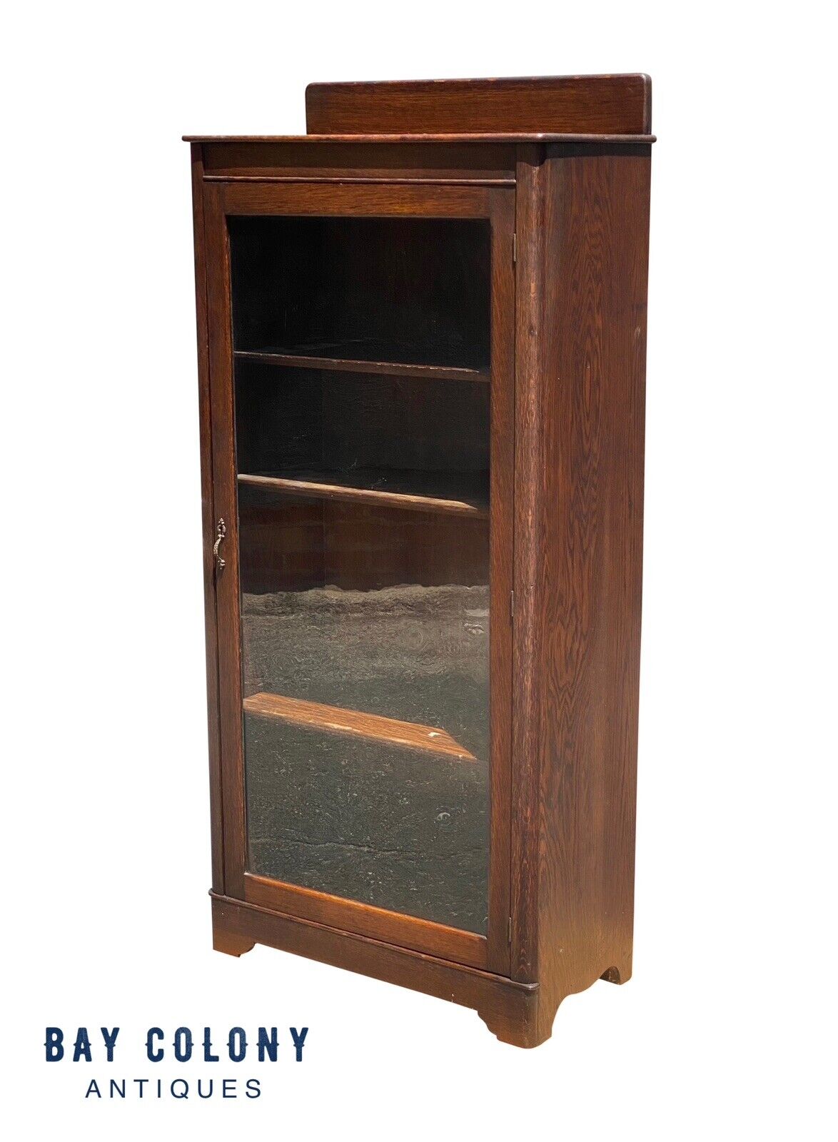 Antique Arts & Crafts Tiger Oak Single Door Bookcase / China Cabinet
