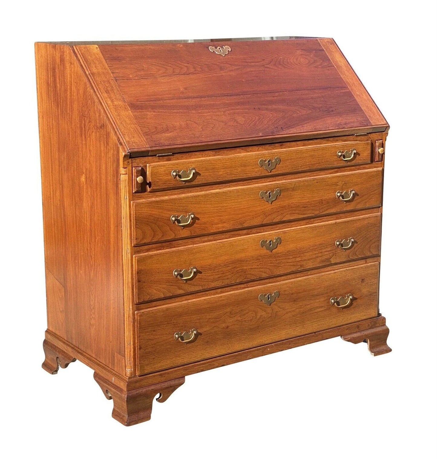 18TH C ANTIQUE CHIPPENDALE PENNSYLVANIA WALNUT SLANT LID DESK W/ HIDDEN DRAWER