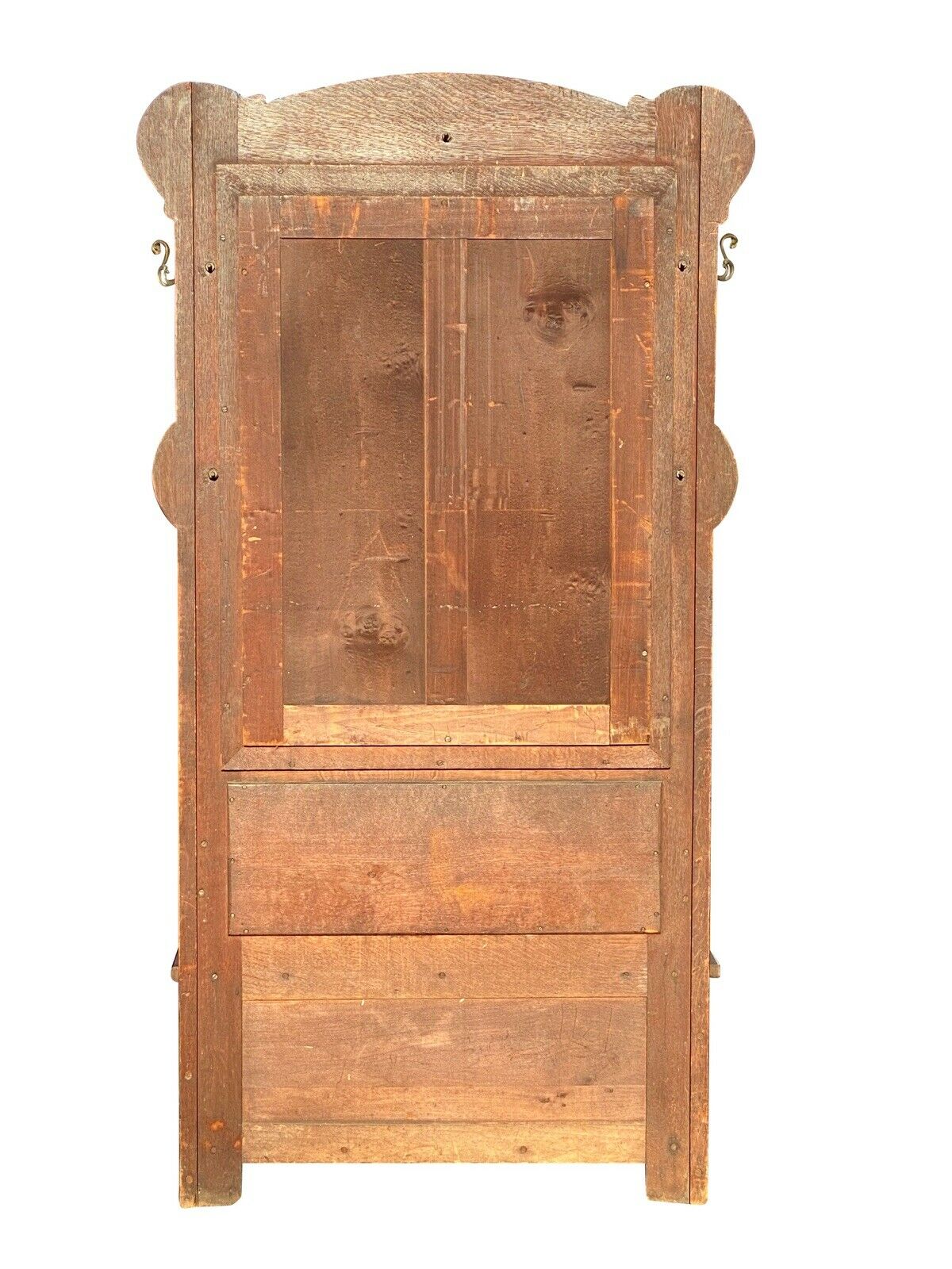 19TH C ANTIQUE VICTORIAN TIGER OAK MIRRORED HALL TREE / LIFT TOP BENCH