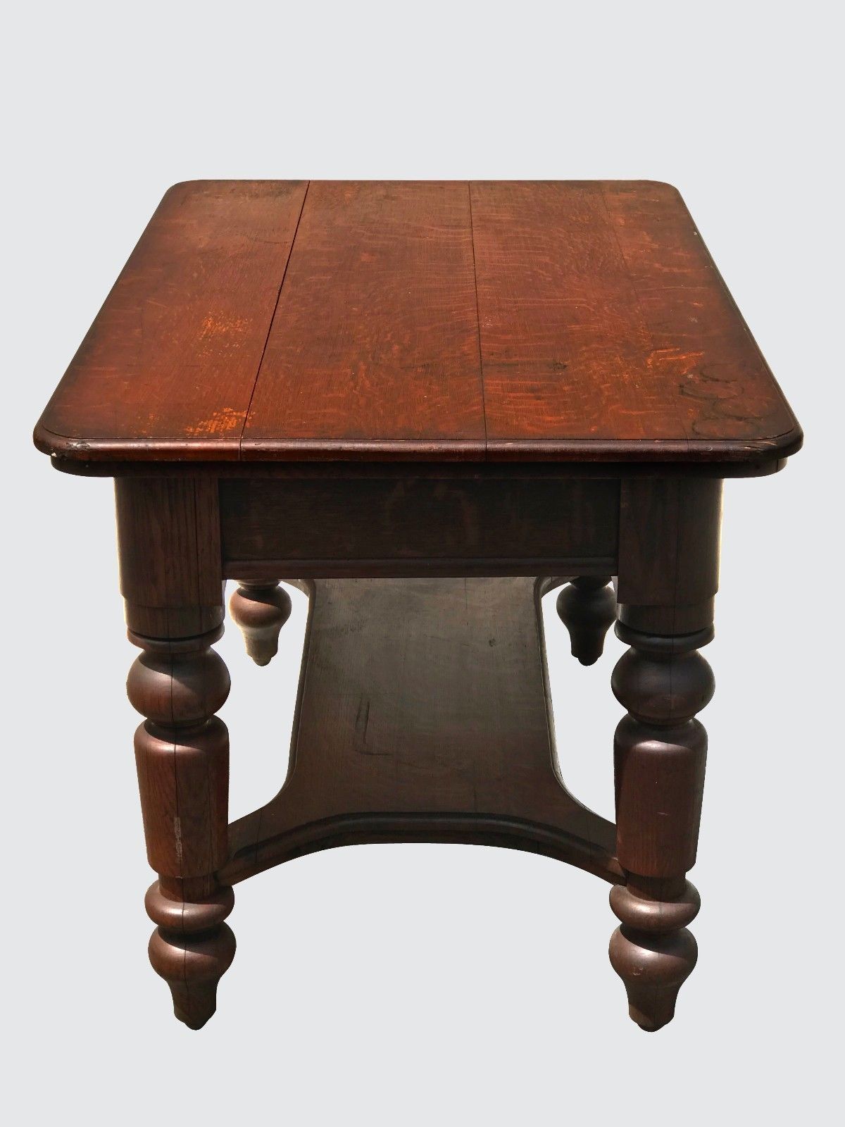 VICTORIAN SOLID OAK 1 DRAWER LIBRARY TABLE / DESK IN ORIGINAL FINISH