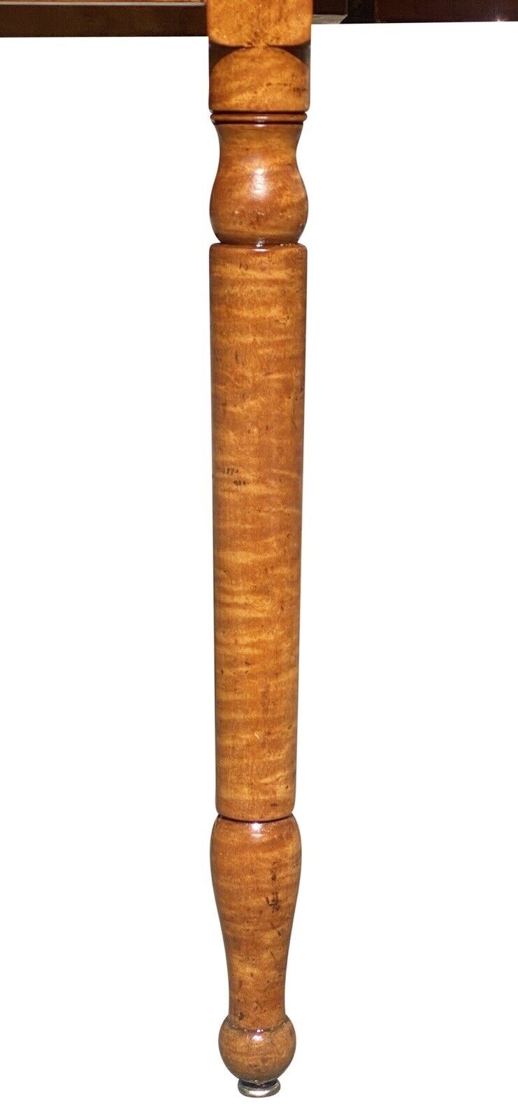 19th C Antique Sheraton Tiger Maple 6 Leg Drop Leaf Dining Table - Curly Maple