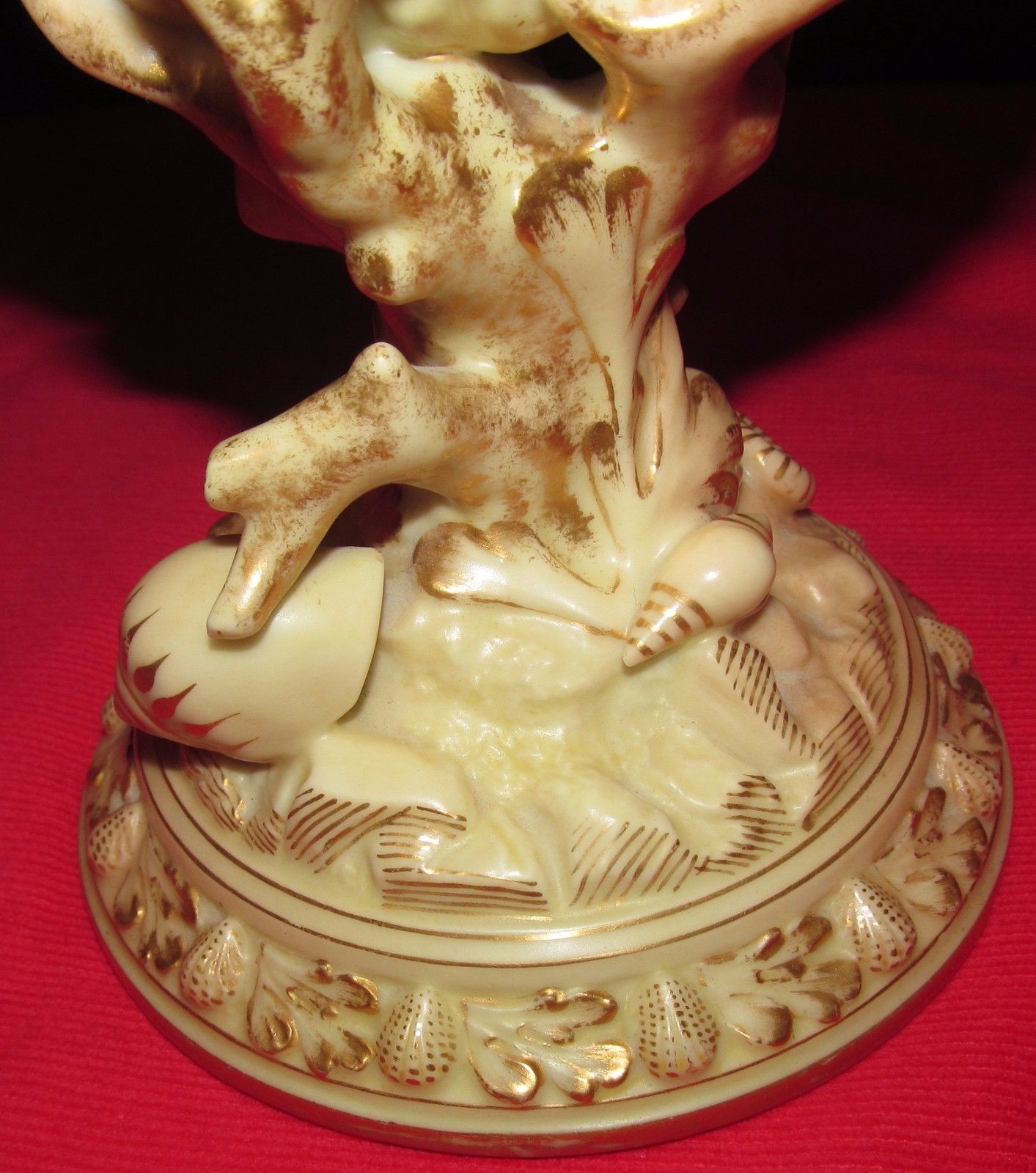 PAIR OF ANTIQUE ROYAL WORCESTER NAUTILUS SHELL FORMED VASES