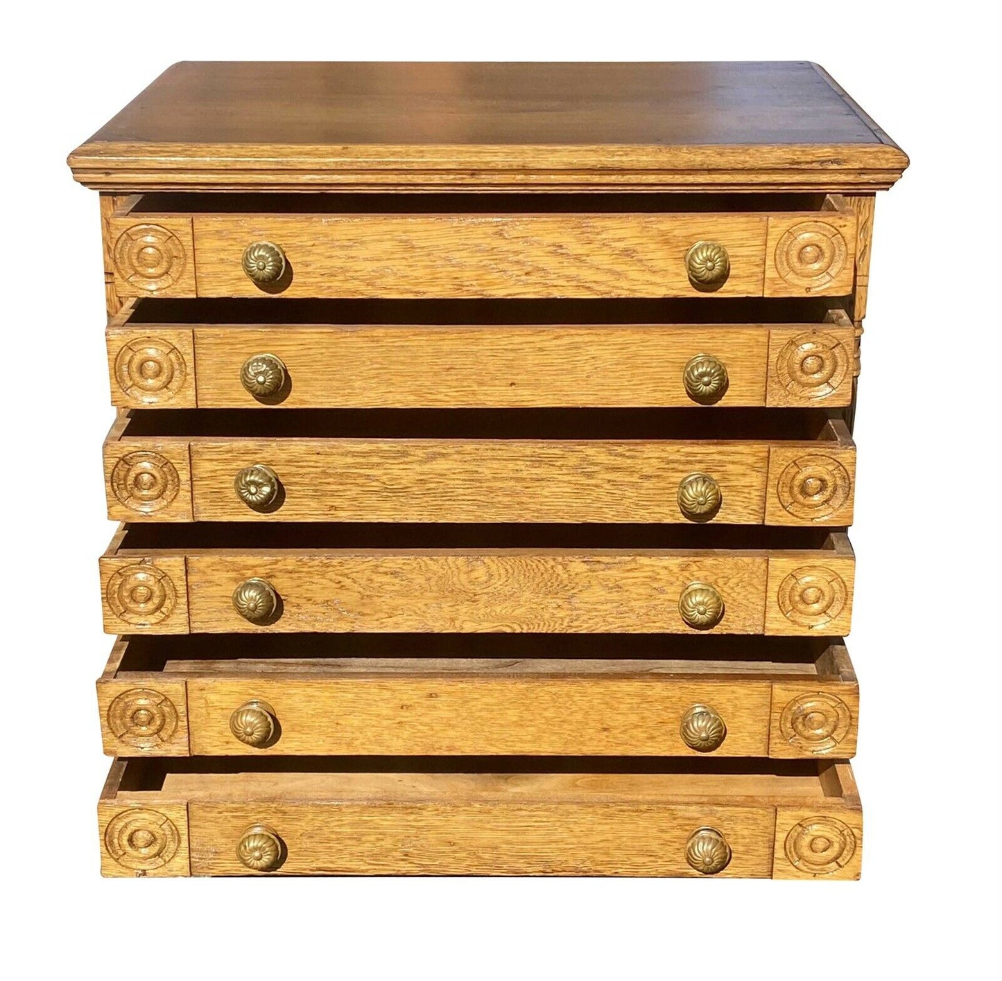 19th C Antique Victorian 6 Drawer Oak Spool Cabinet / Sewing Cabinet