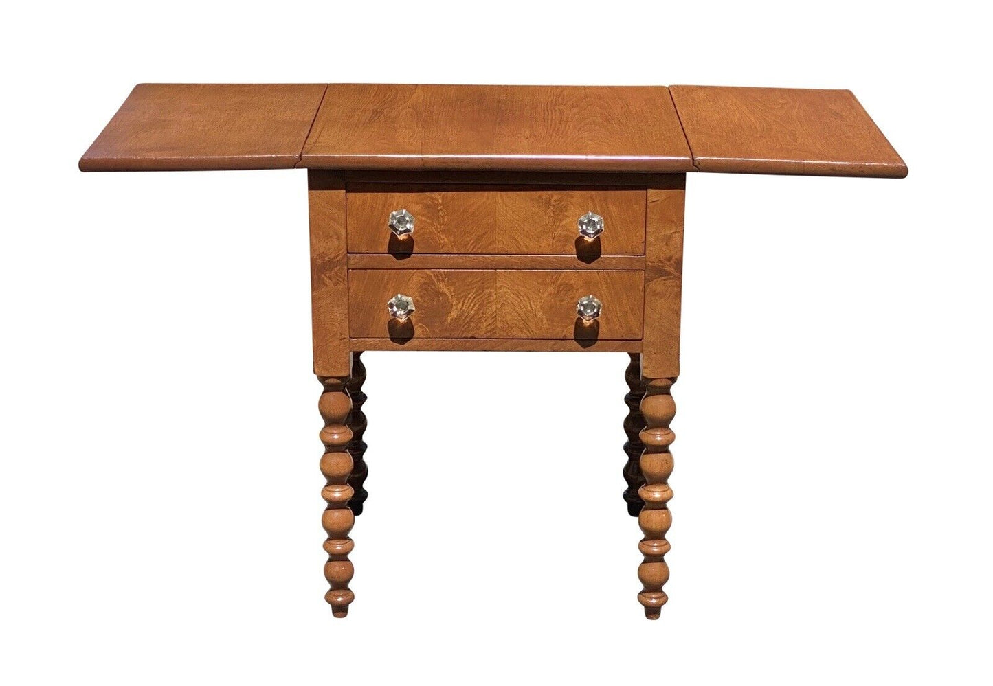 19th C Antique Virginia Walnut Federal 2 Drawer Worktable / Nightstand