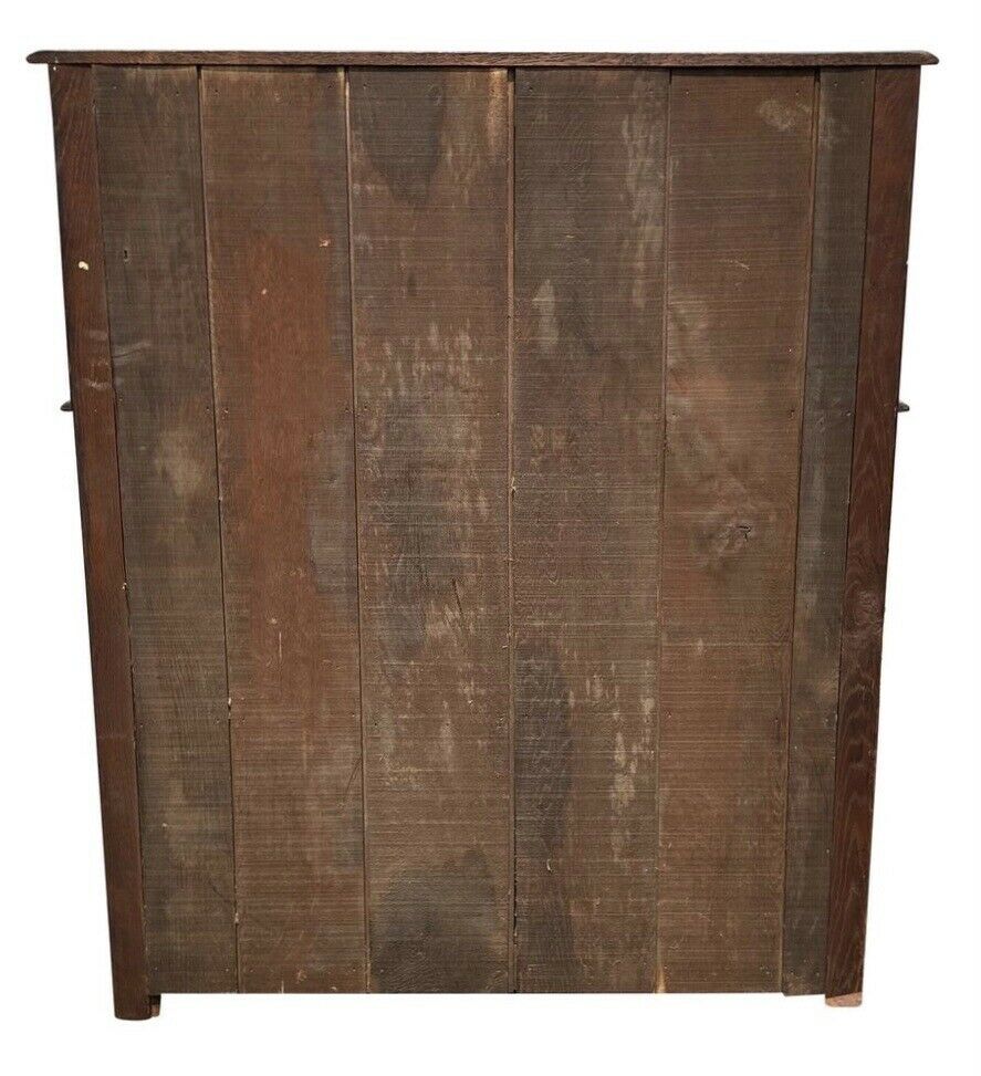 19th C Antique Tiger Oak Carved Jacobean Style Court Cupboard / Sideboard