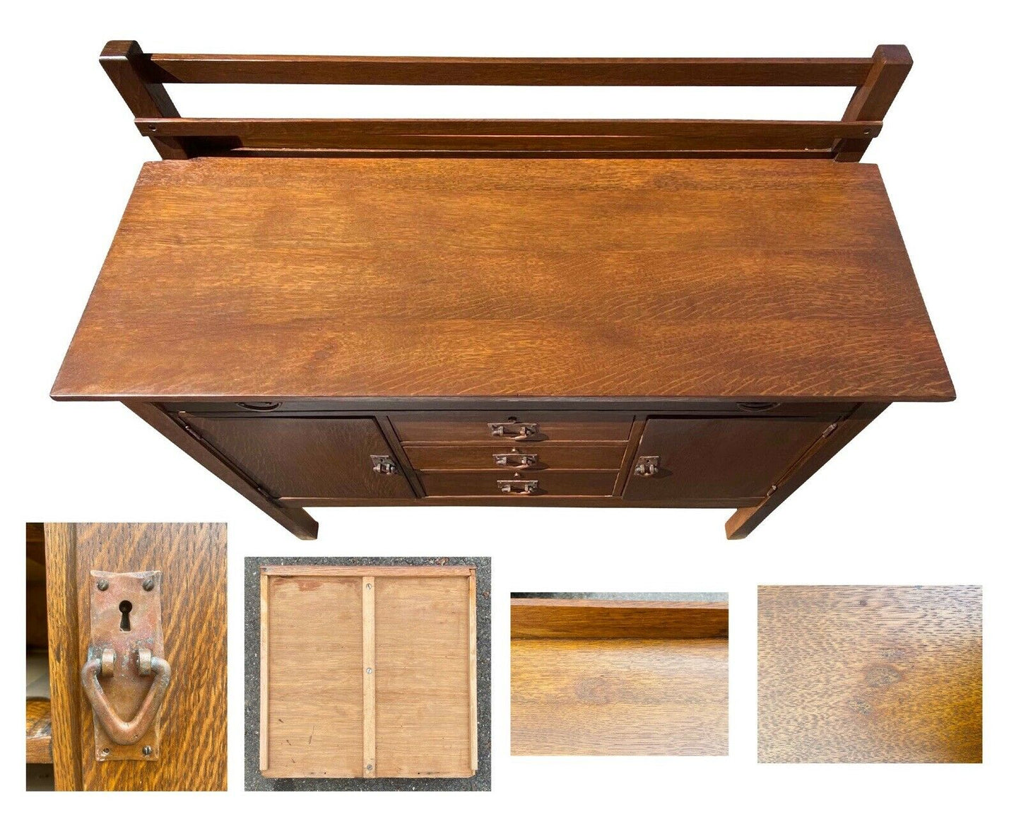 20th C Antique Arts & Crafts Gustav Stickley Sideboard #816 - Rare Paper Label