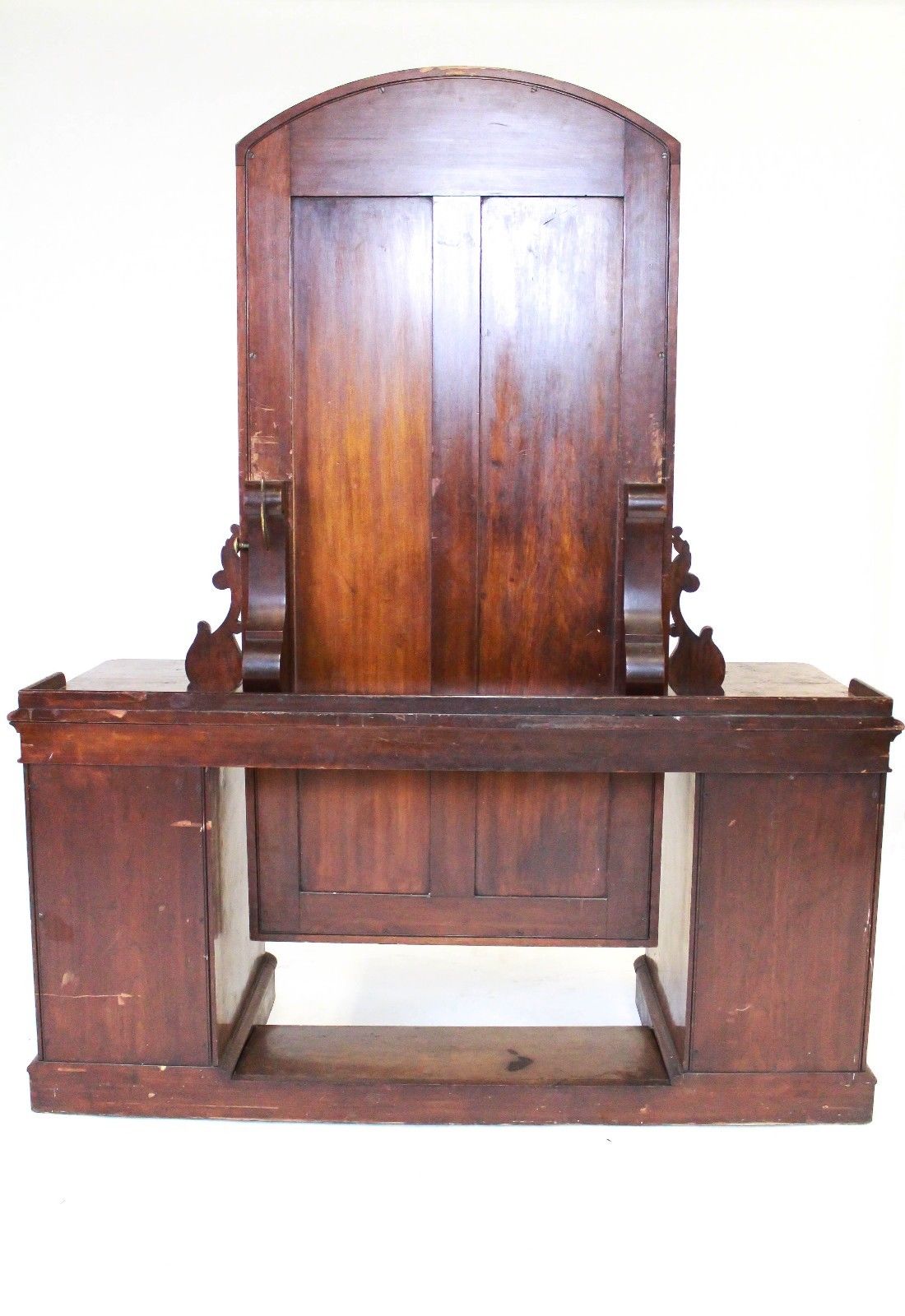 VICTORIAN BURLED WALNUT VANITY & FULL LENGTH CHEVAL MIRROR