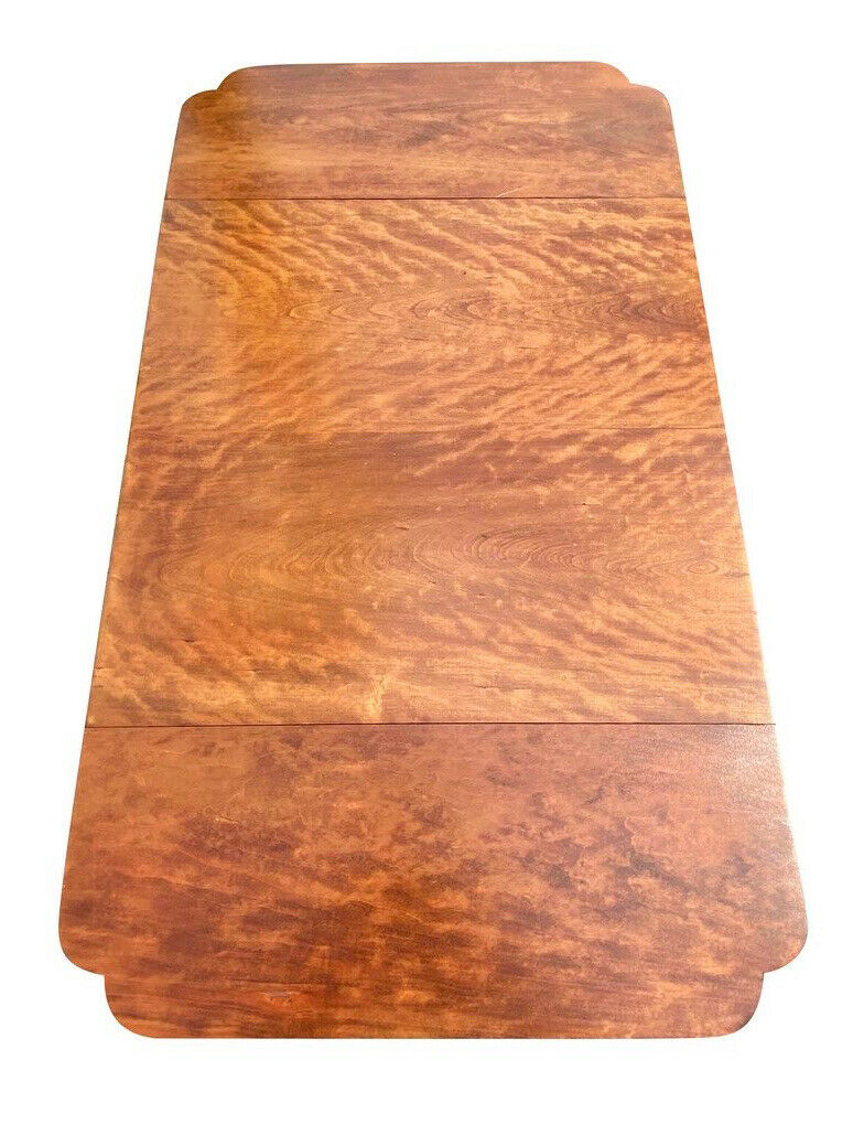 19TH C ANTIQUE FEDERAL PERIOD CURLY CHERRY DROP LEAF WORK TABLE / NIGHTSTAND