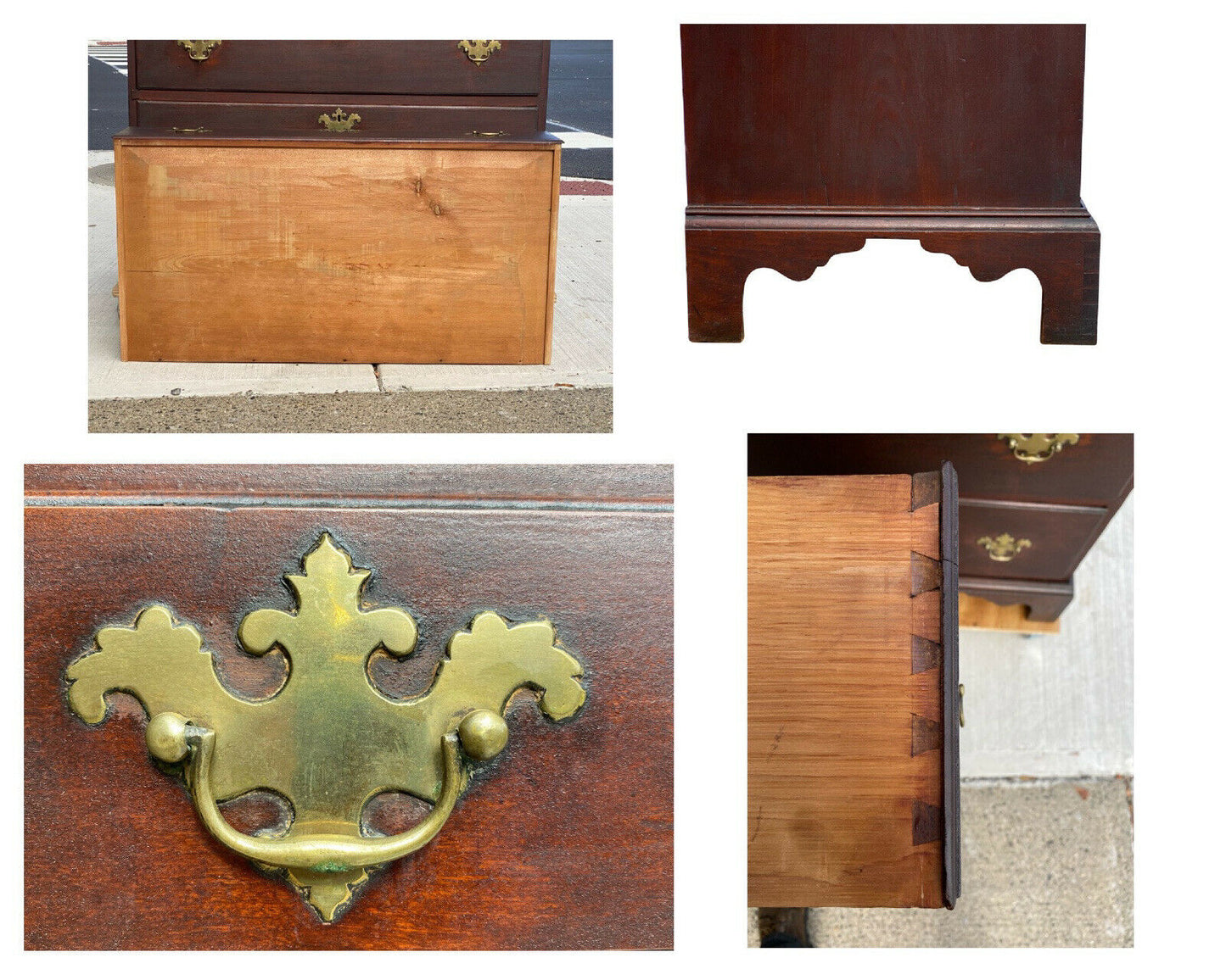 18th C Antique Connecticut Chippendale Tall Chest / Dresser