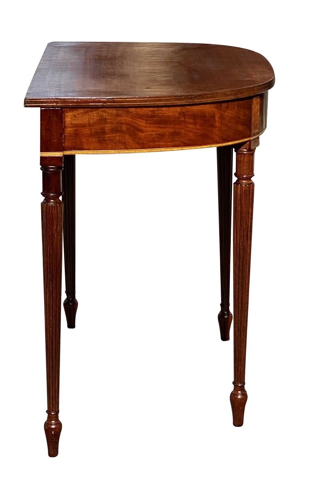 19th C Antique Sheraton Mahogany & Tiger Maple Console Table