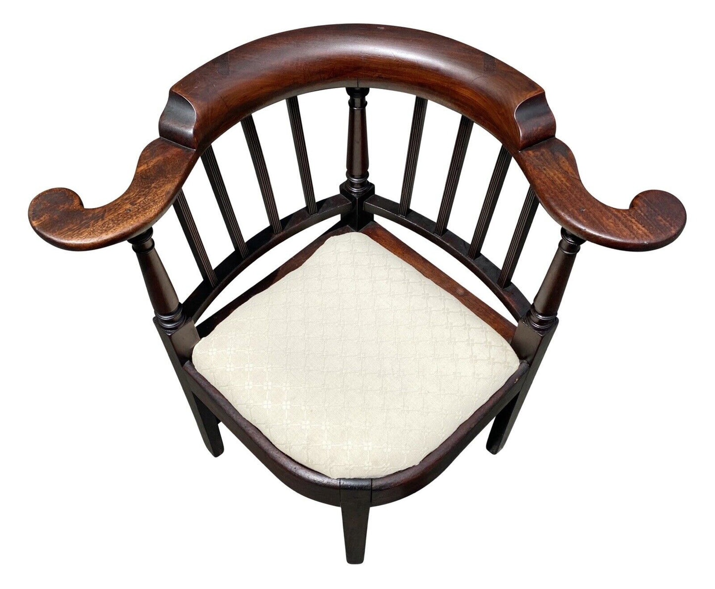 18th C Antique Queen Anne Boston Mahogany Corner Chair / Roundabout Chair