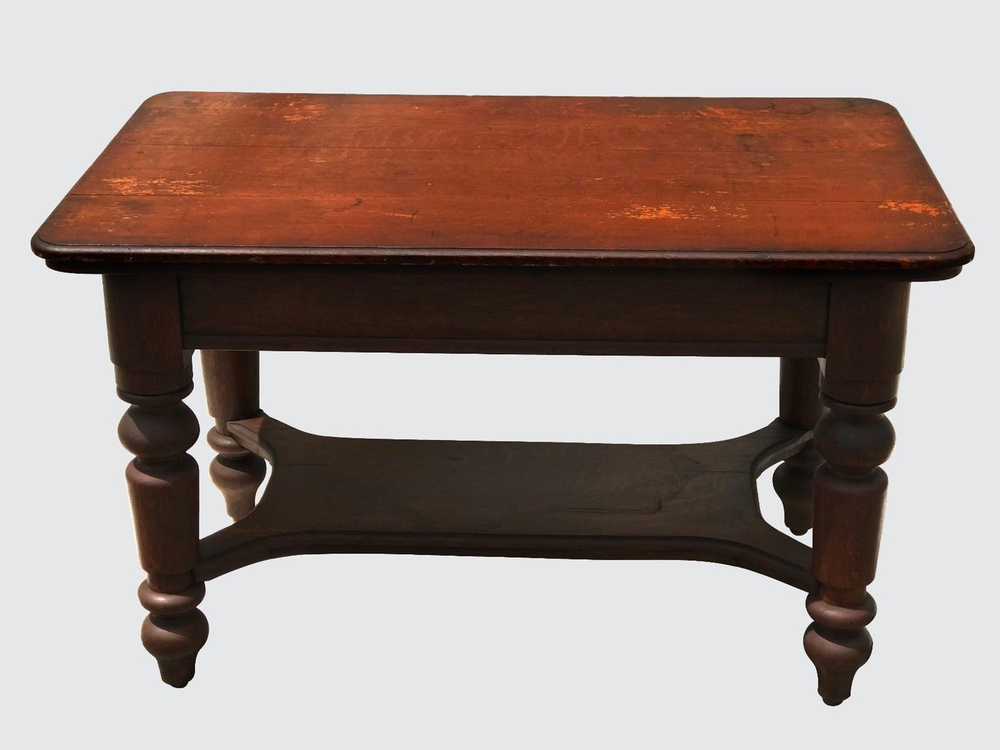VICTORIAN SOLID OAK 1 DRAWER LIBRARY TABLE / DESK IN ORIGINAL FINISH