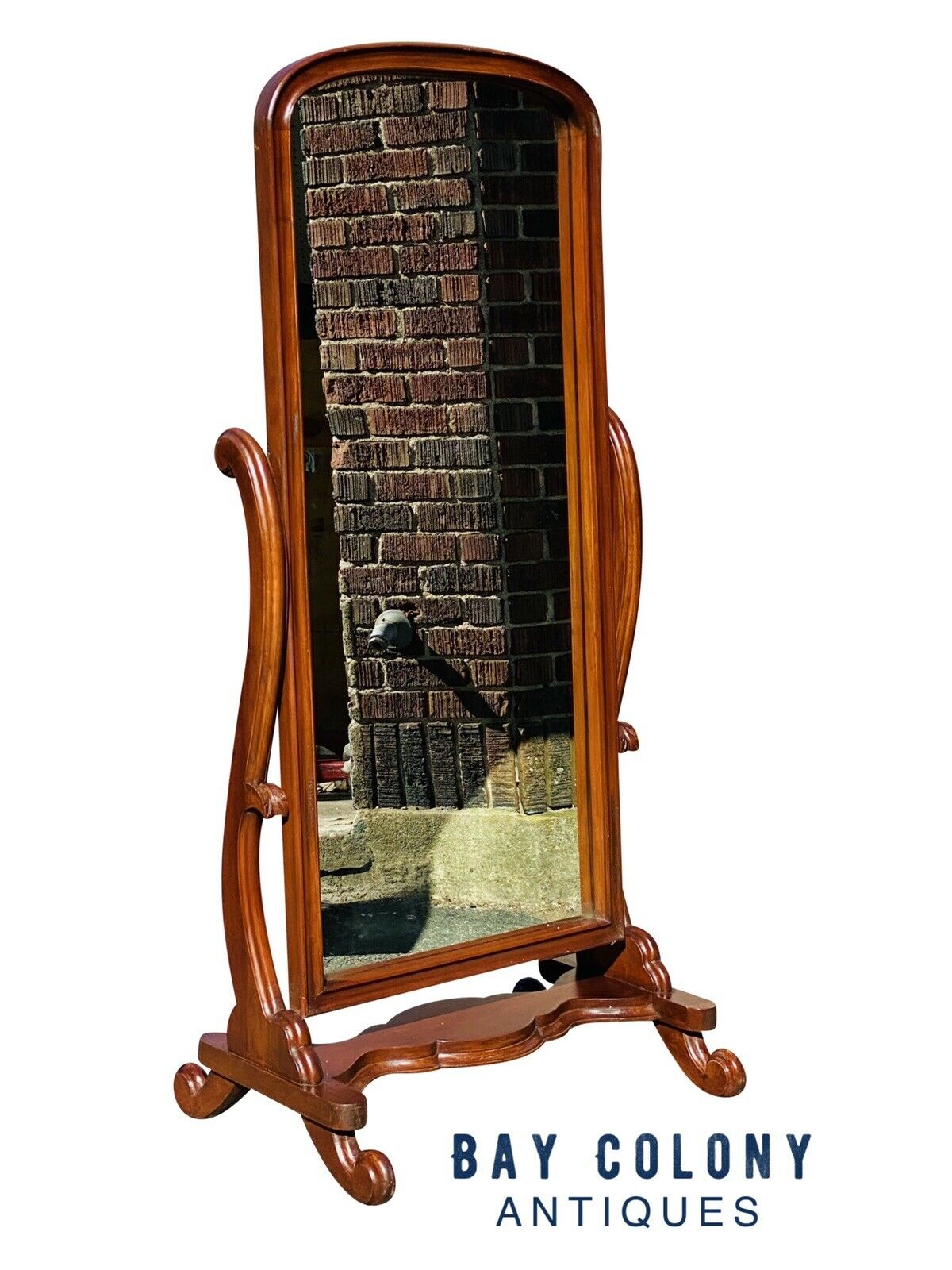 19TH C ANTIQUE CLASSICAL MAHOGANY CHEVAL FULL LENGTH DRESSING MIRROR