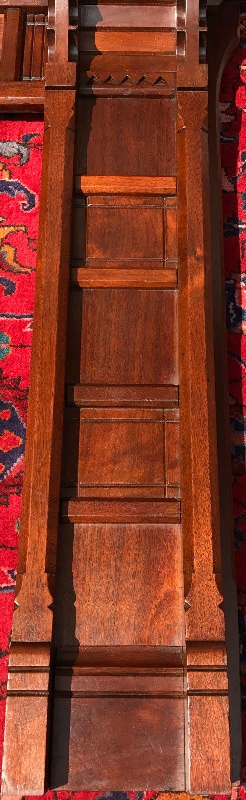 EXCELLENT VICTORIAN BLACK WALNUT MANTLE - FINELY PANELED WITH FRIEZE CARVING