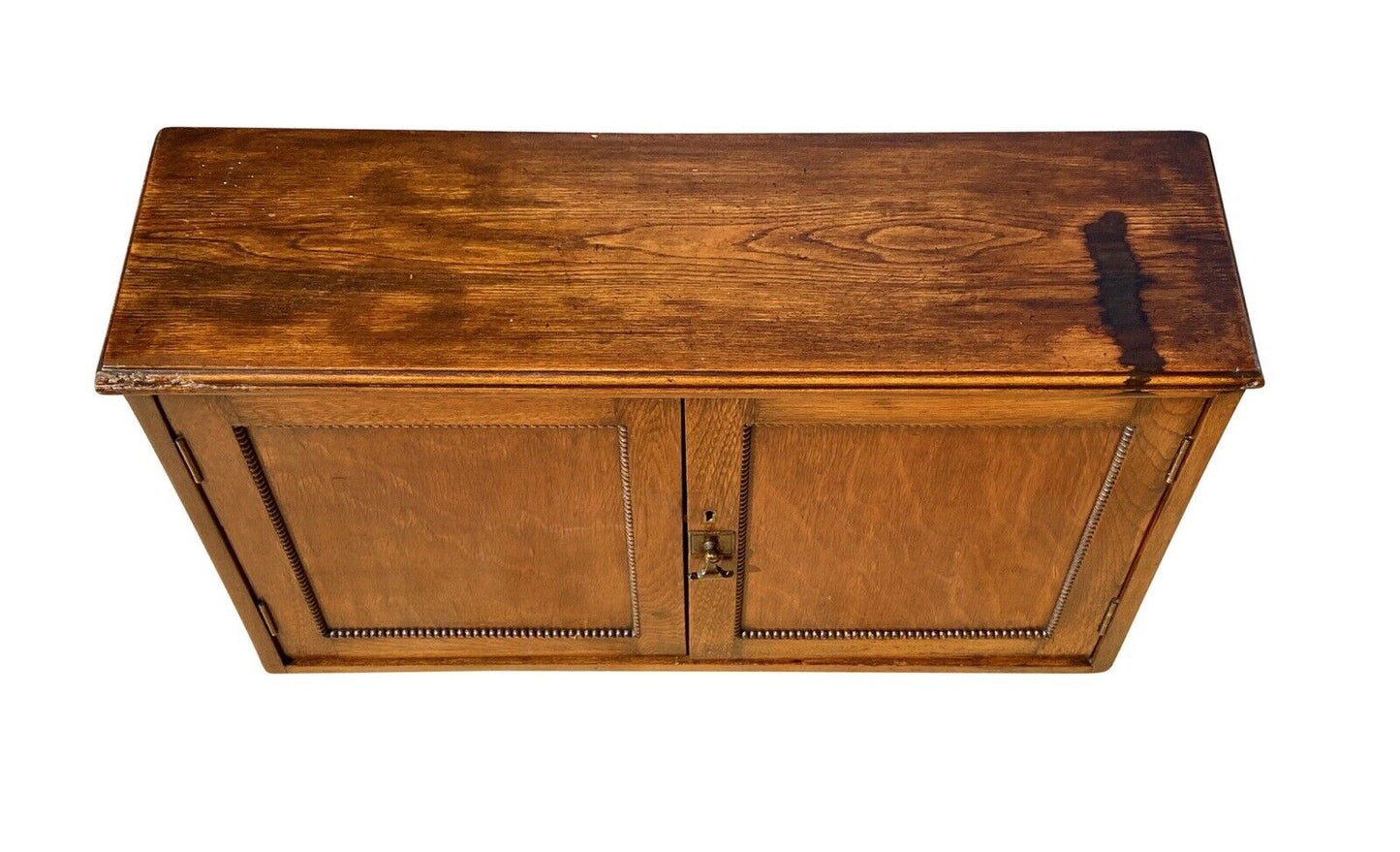 19th C Antique Victorian Oak Hanging Wall Cabinet / Cupboard