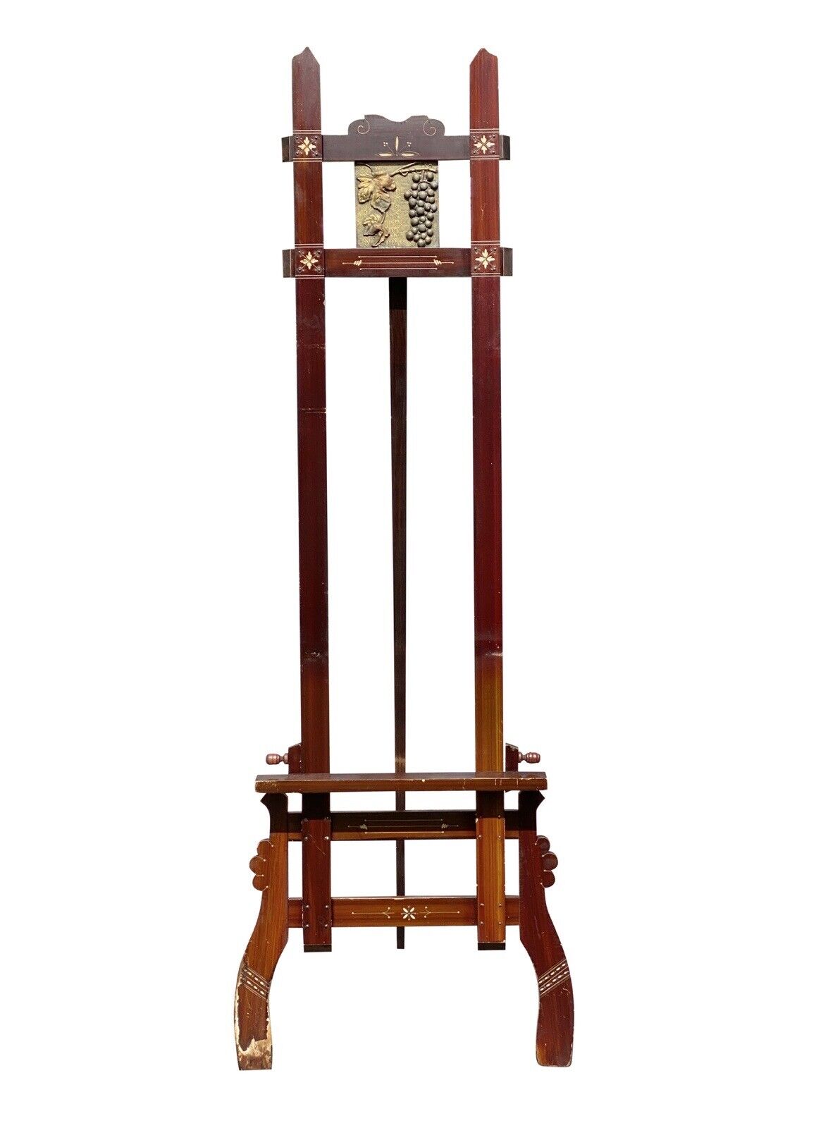 Antique Art Nouveau Fine Art Display Easel in Faux Mahogany Grain Painted Finish