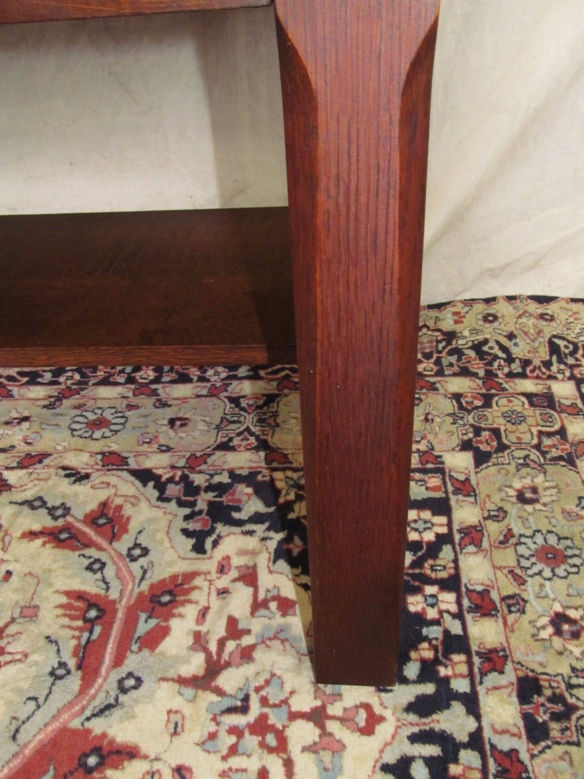 RARE SIZED 48" MISSION OAK CRAFTSMAN DESK W/ ARTS & CRAFTS BRASS PULLS-NICE COND