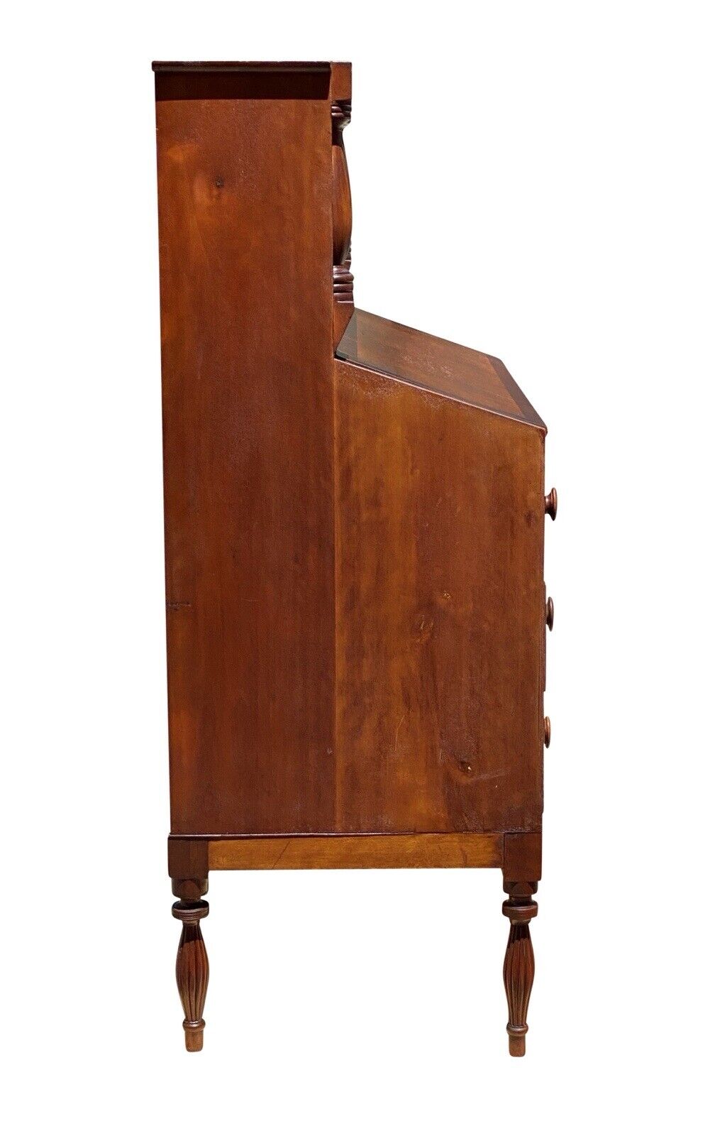 Antique Sheraton Birds Eye Maple & Cherry Vermont Tambour Secretary Desk