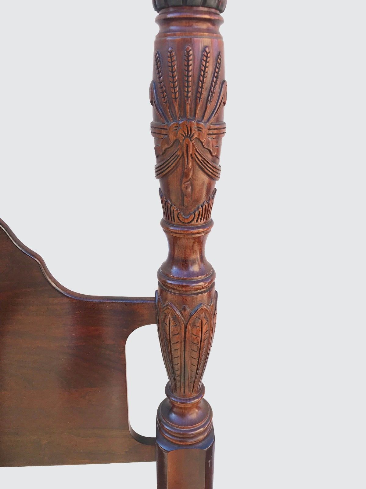 CHERRY TALL FOUR POSTER RICE CARVED CHIPPENDALE PLANTATION BED-FINEST QUALITY