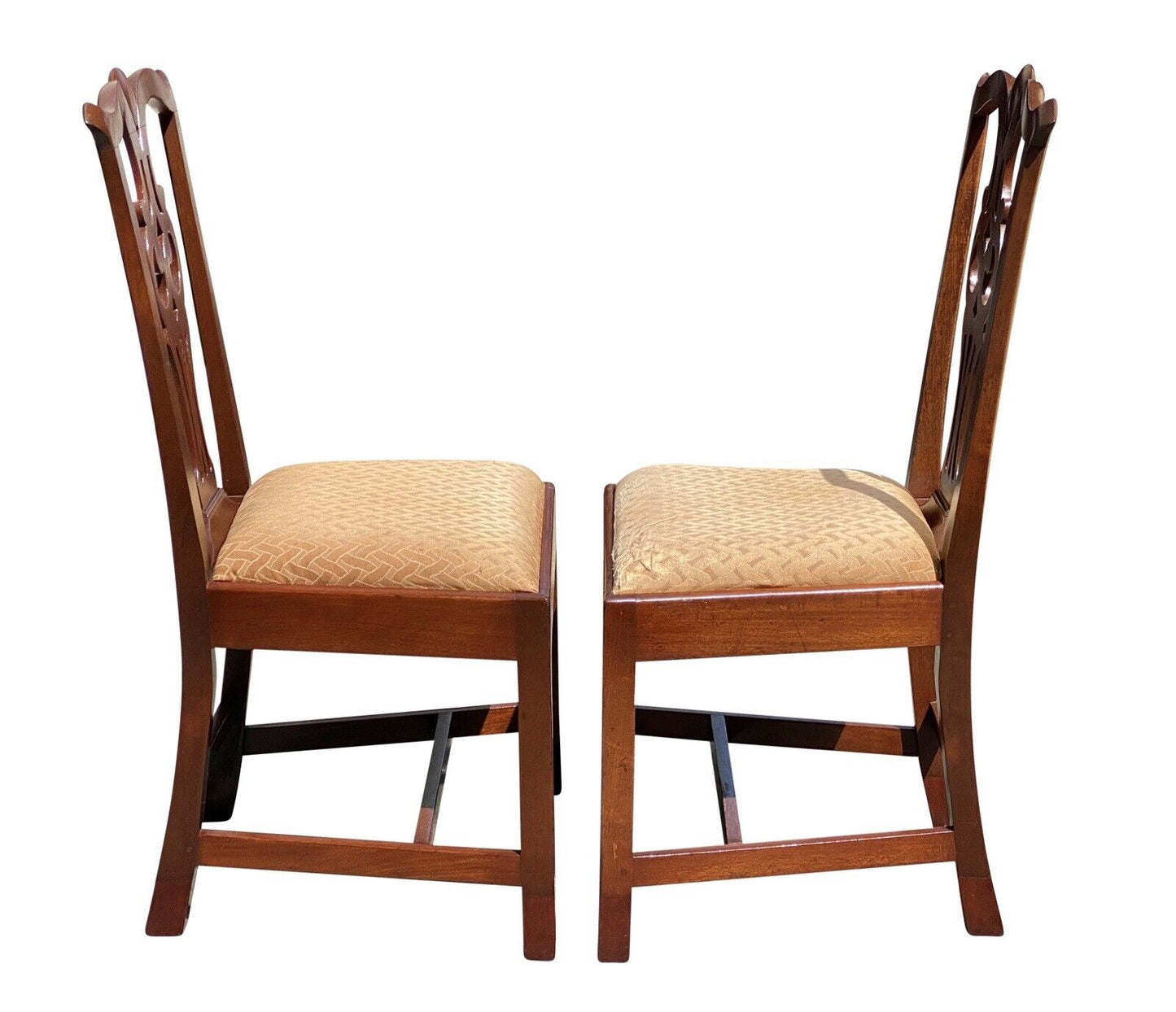 18th C Antique Pair of Salem Ma Chippendale Chairs - Heart & Diamond Design