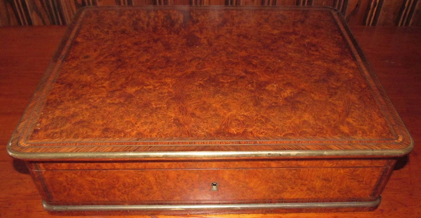 EXCEPTIONAL FRENCH INLAID CARPATHIAN BURLED ELM GAME BOX BY SUSSE FERES PARIS