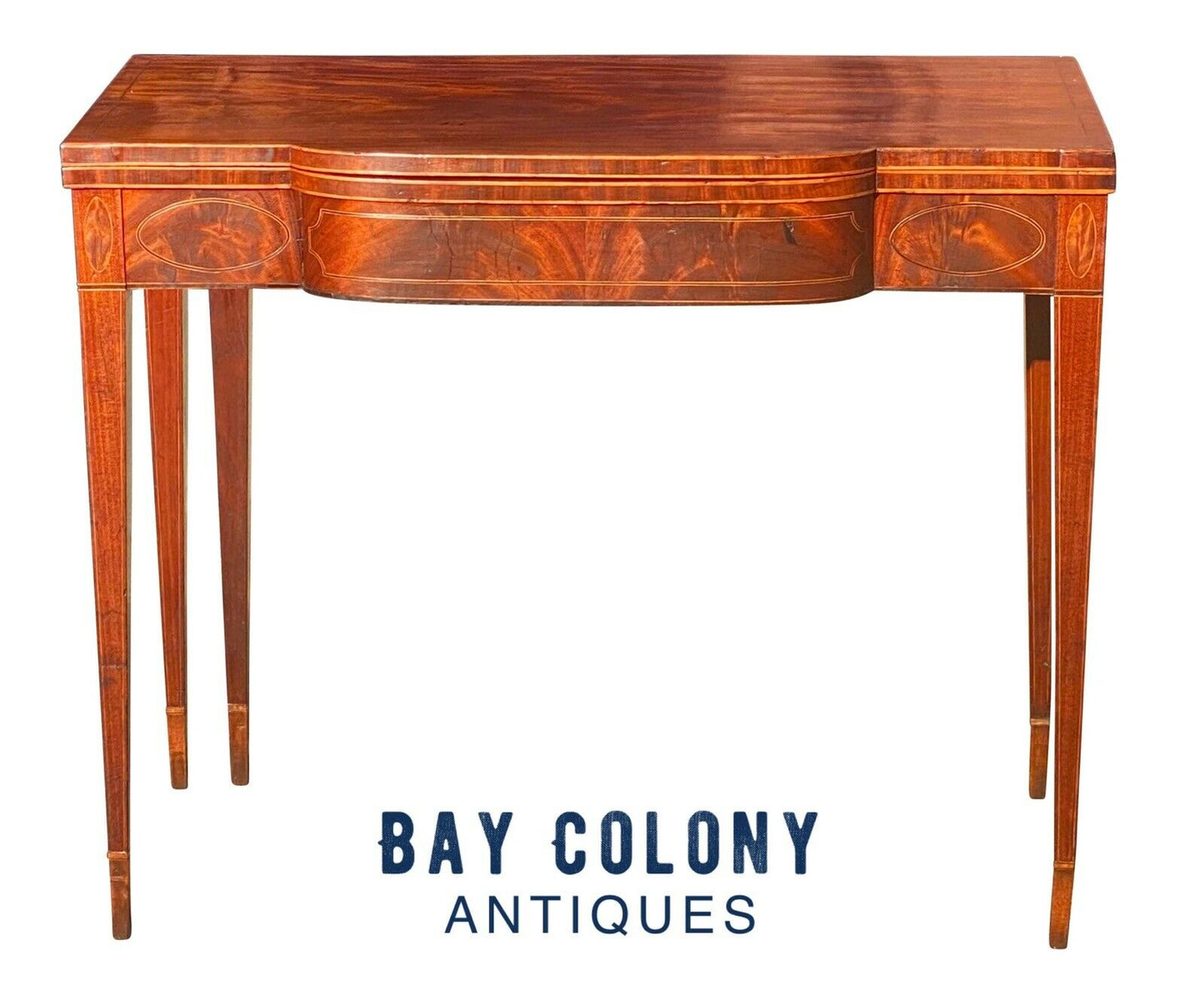19th C Antique Mahogany Federal Period Card Table / Game Table - Daniel Clay