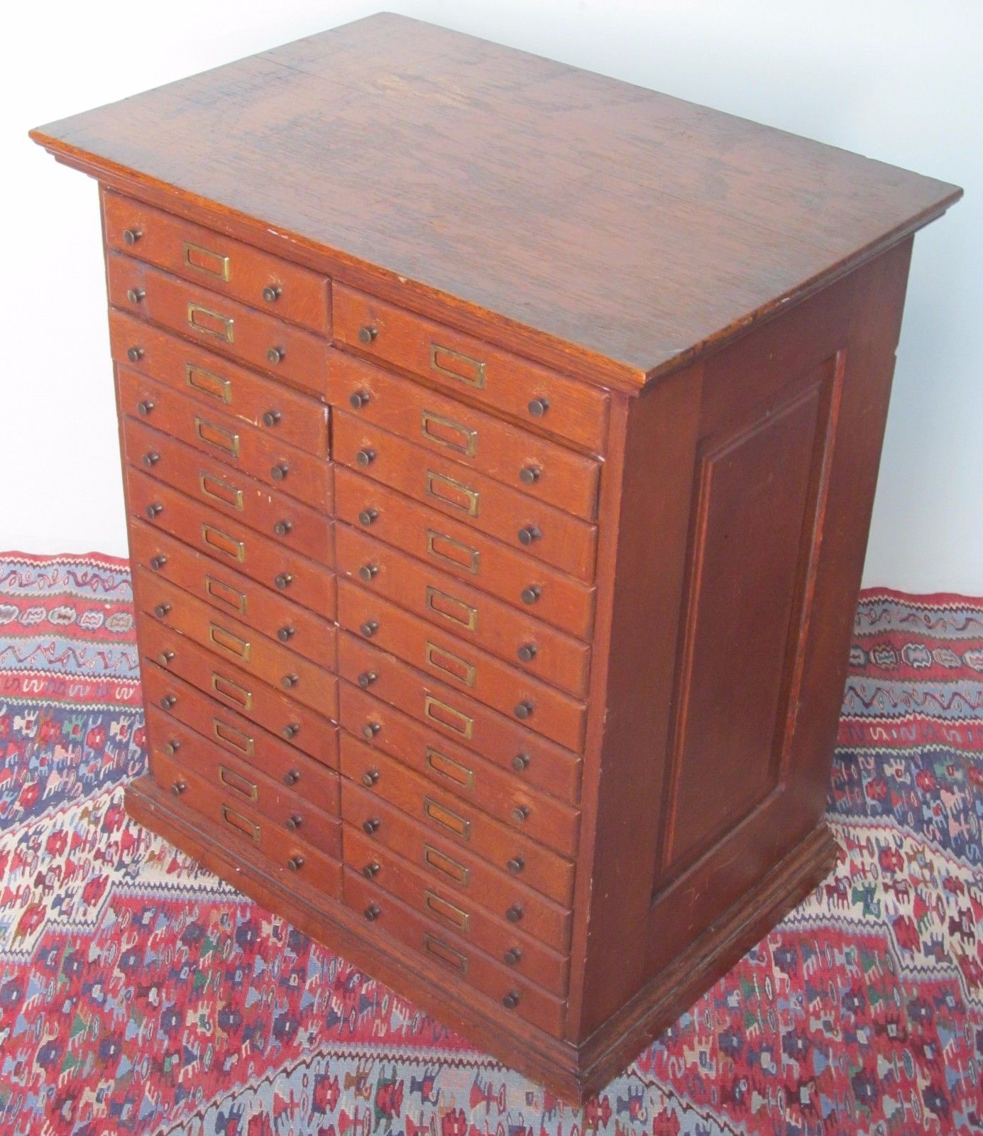 24 DRAWER VICTORIAN SOLID TIGER OAK HARDWARE CABINET-EXCELLENT PIECE!