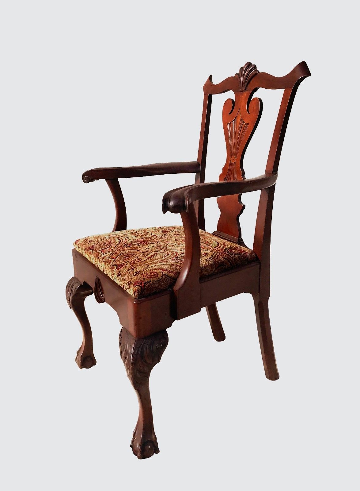 RARE & UNUSUAL ANTIQUE SET OF SIX CHIPPENDALE MAHOGANY DINING BALL & CLAW CHAIRS