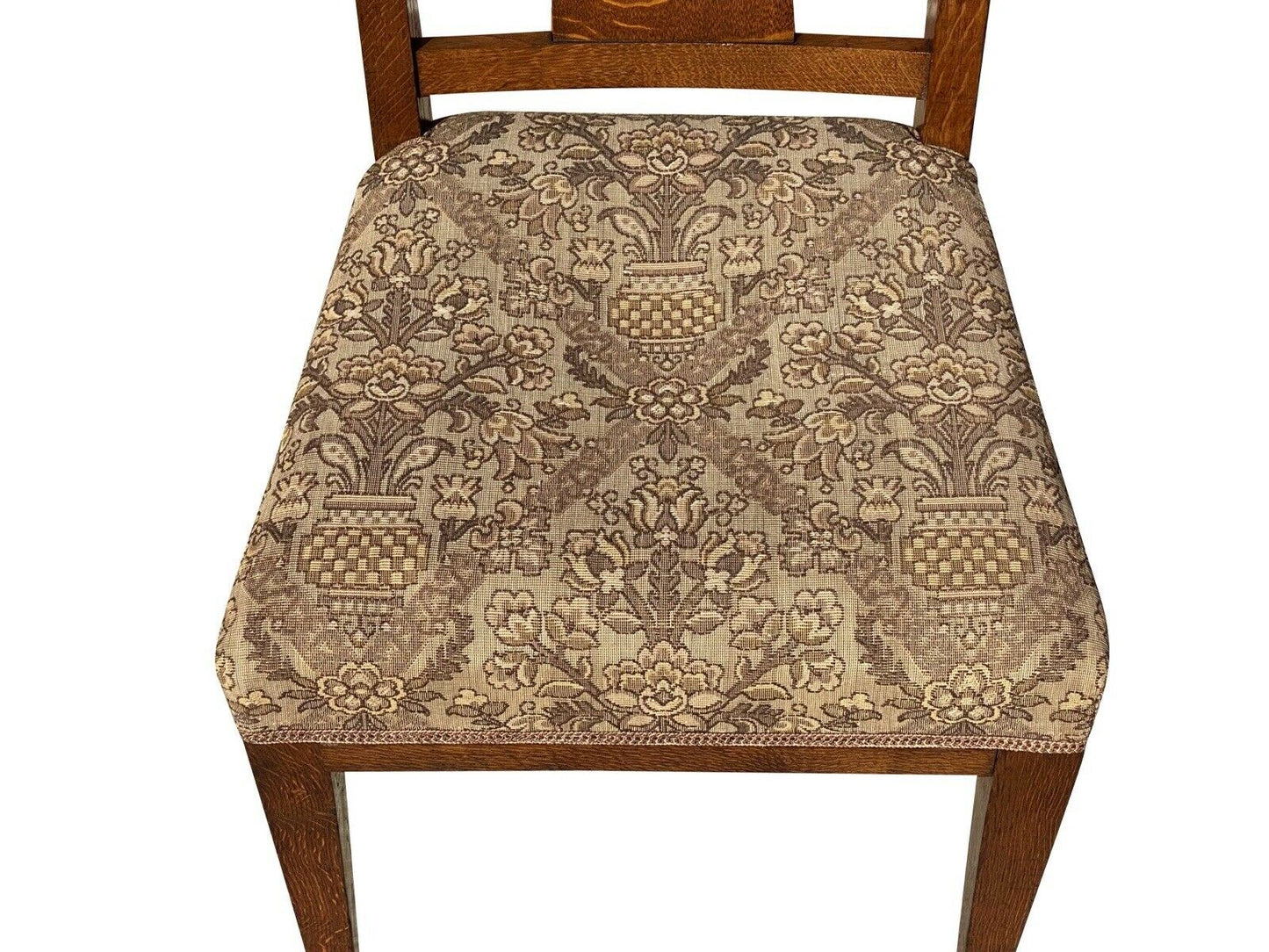 20TH C ANTIQUE ARTS & CRAFTS / ART NOUVEAU TIGER OAK SIDECHAIR W/ METAL INLAY