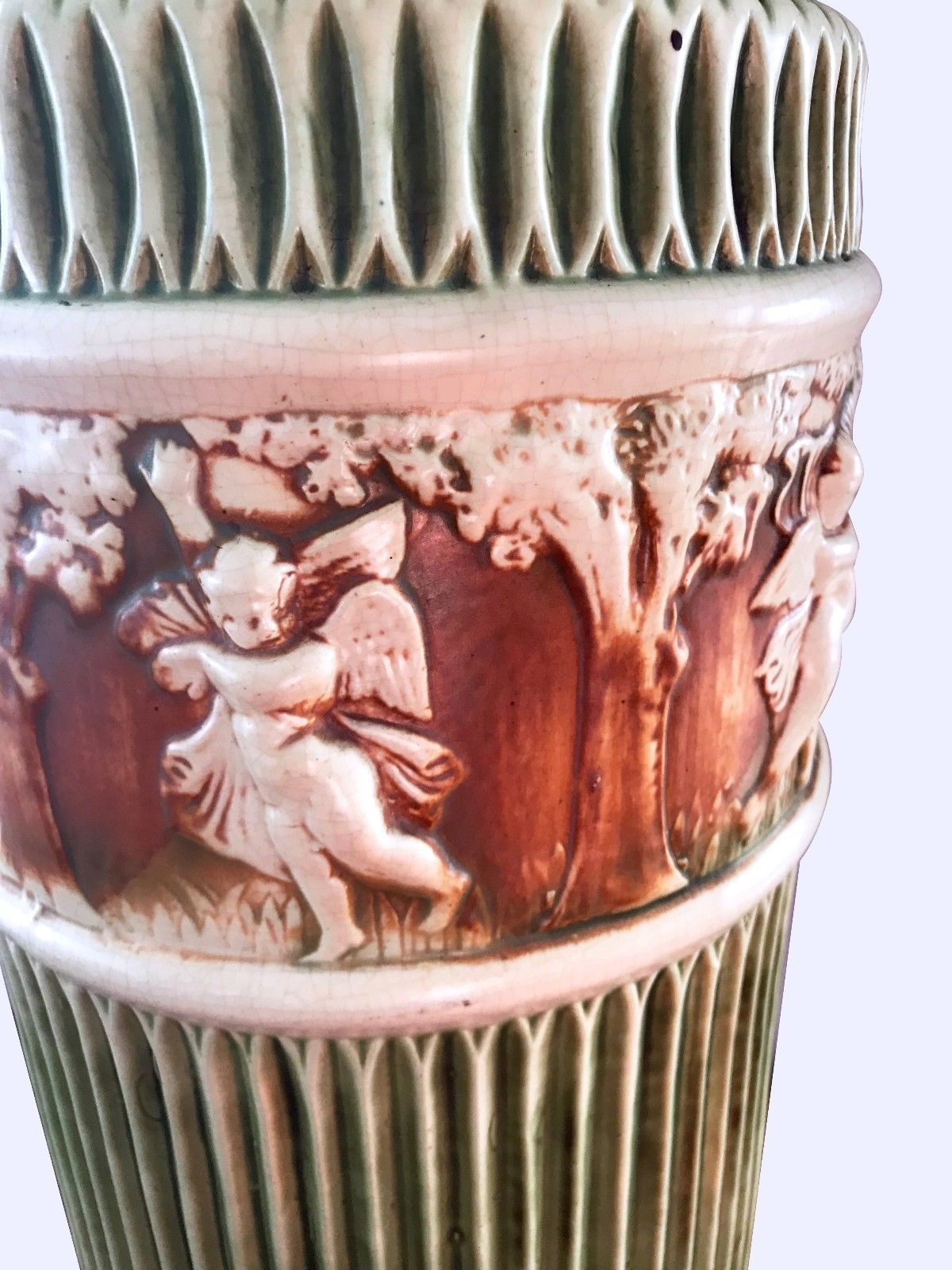ARTS & CRAFTS ROSEVILLE DONATELLO PATTERN JARDINIERE ON STAND SET