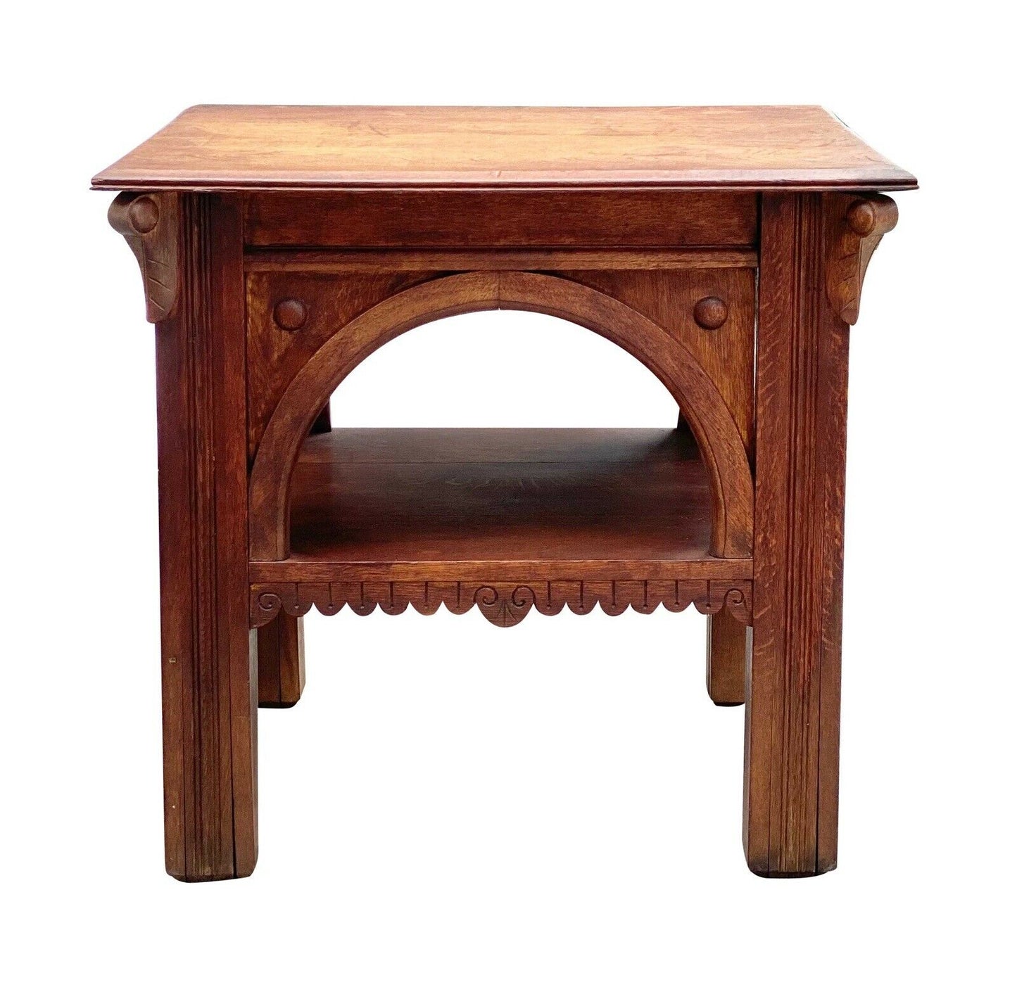 19th C Antique New York Victorian Tiger Oak Parlor Table - Thomas Brooks